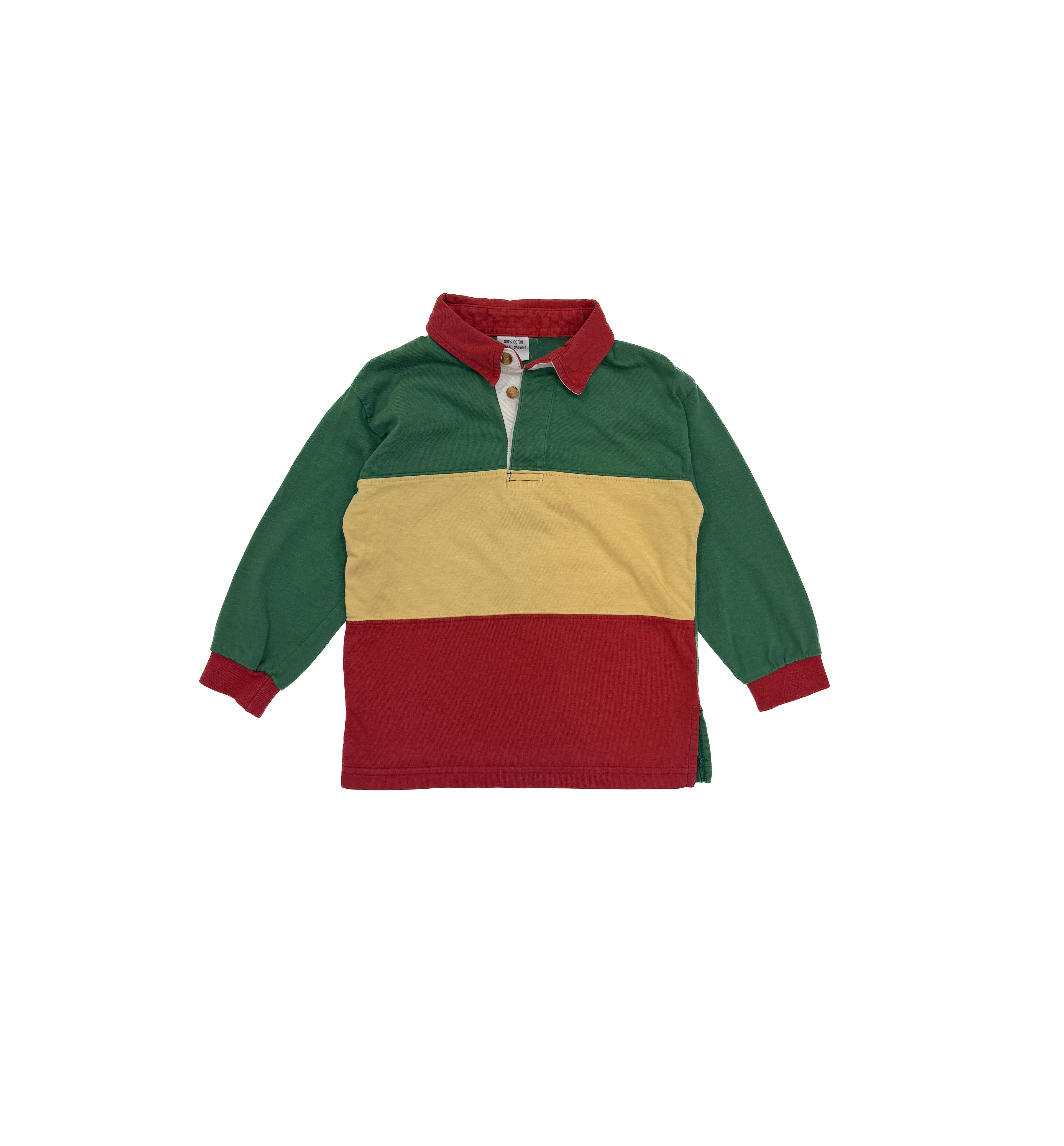 Vintage 80s Kids Polo Shirt Rasta Colorblock (size 2)