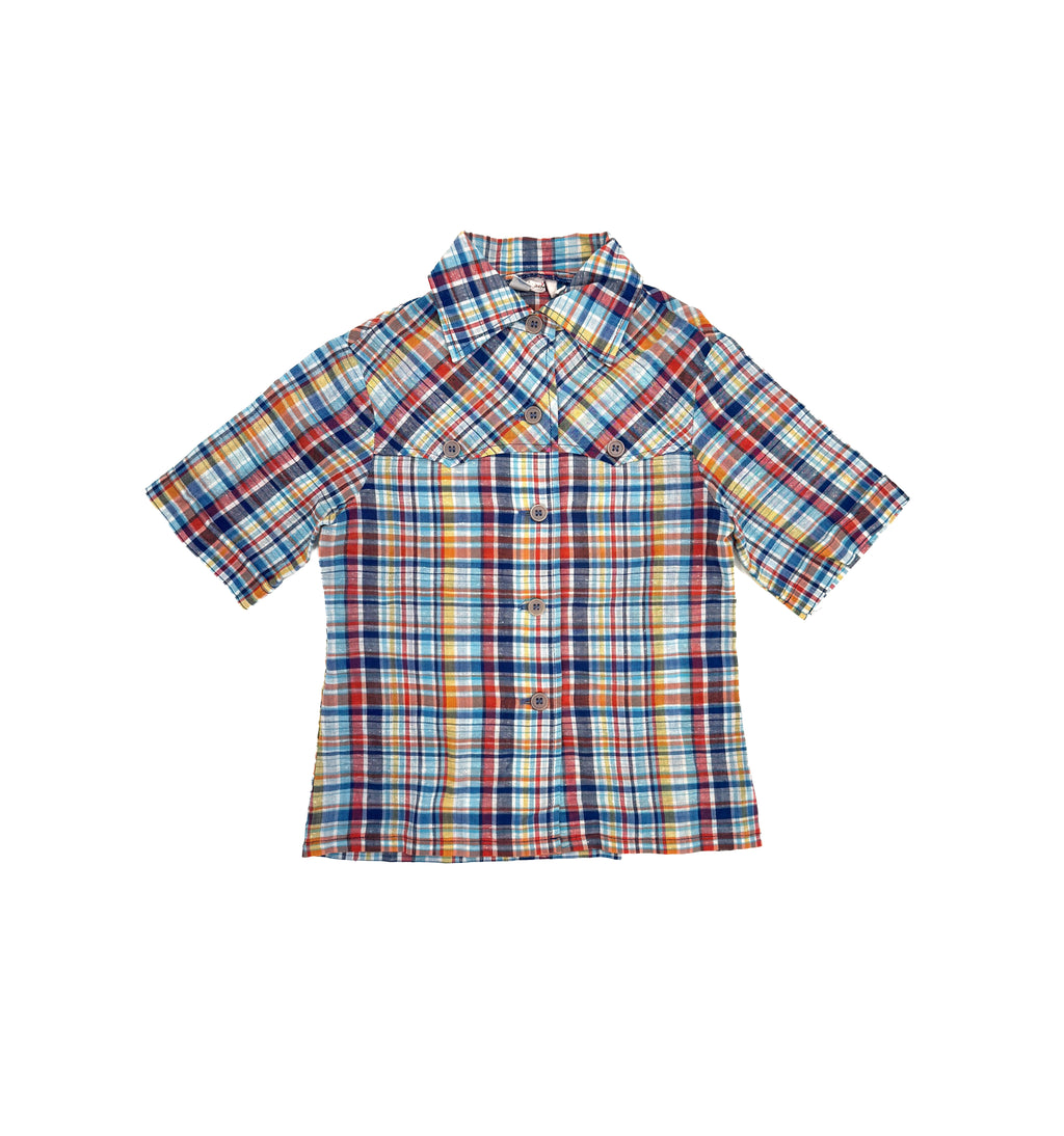 Vintage 70s Kids Plaid Western Shirt (size 3/4)
