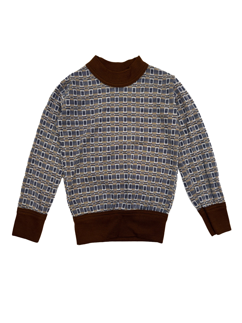 Vintage 70s Kids Geometric Long Sleeve Tee (size 3/4)
