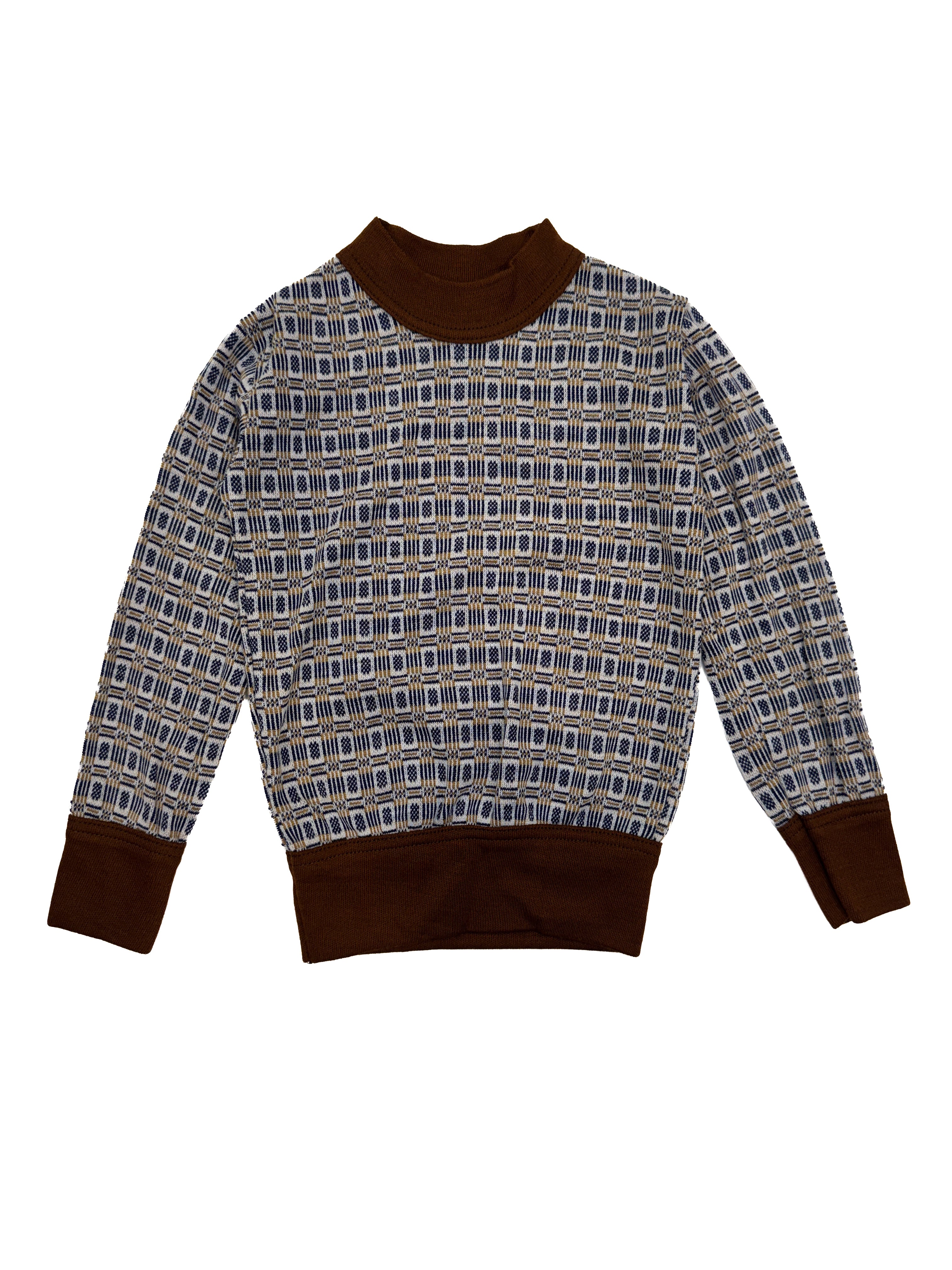 Vintage 70s Kids Geometric Long Sleeve Tee (size 3/4)