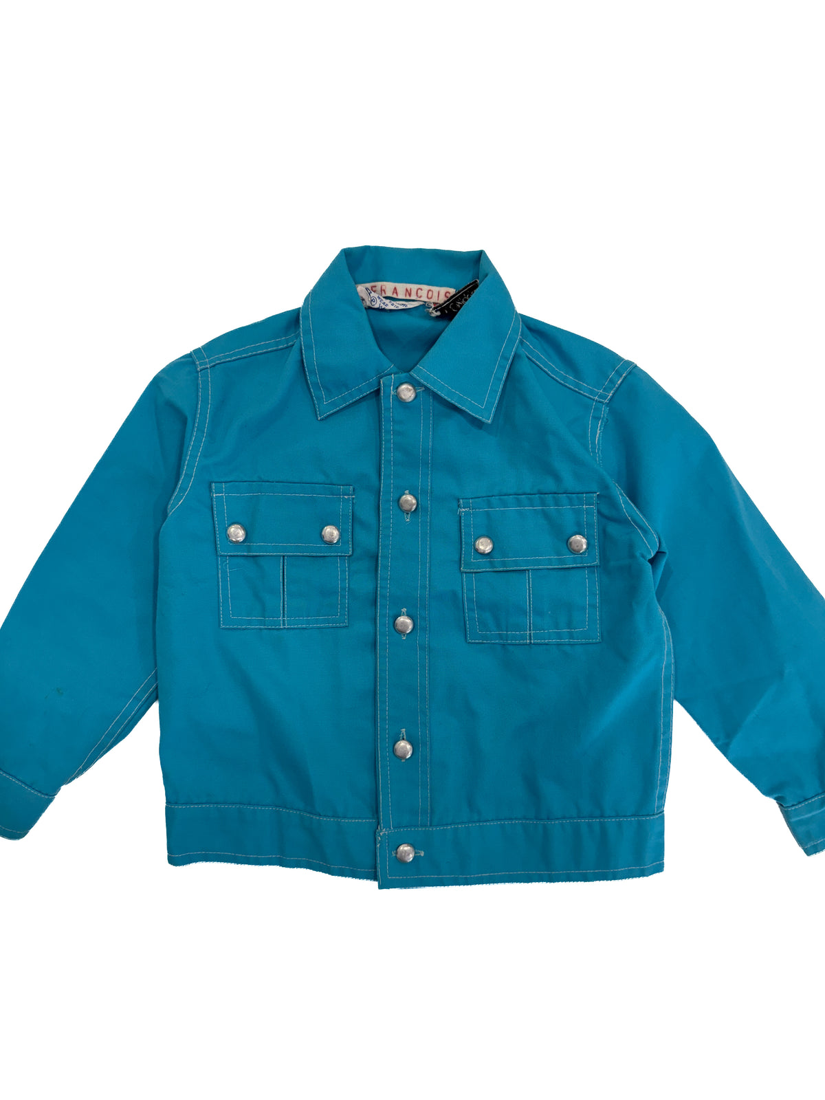 Vintage 70s Turquoise Kids Workwear Jacket (size 3)