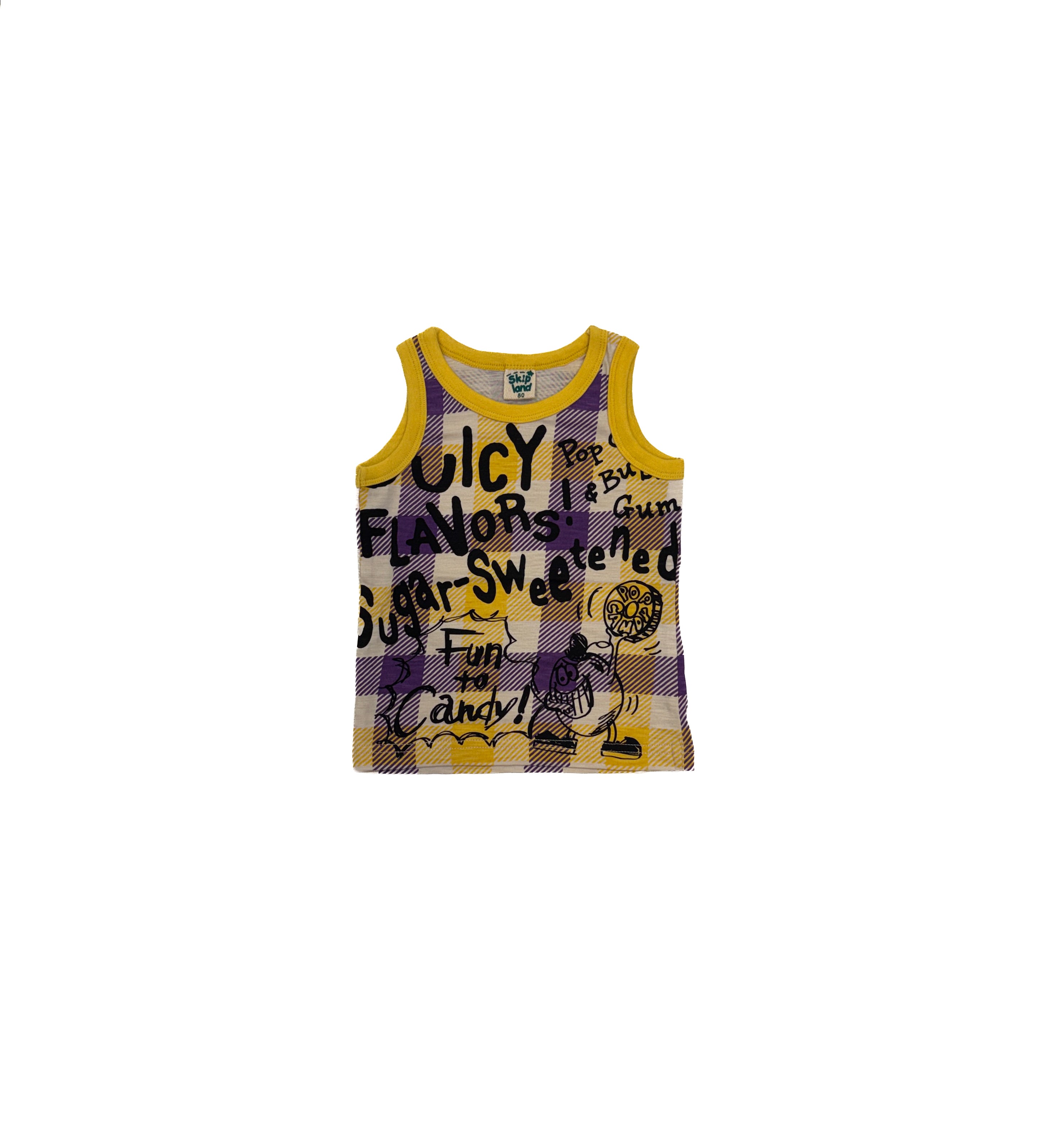 Vintage 90s Skip Land Juicy Flavors Plaid Kids Tank Top (size 12/18 month)