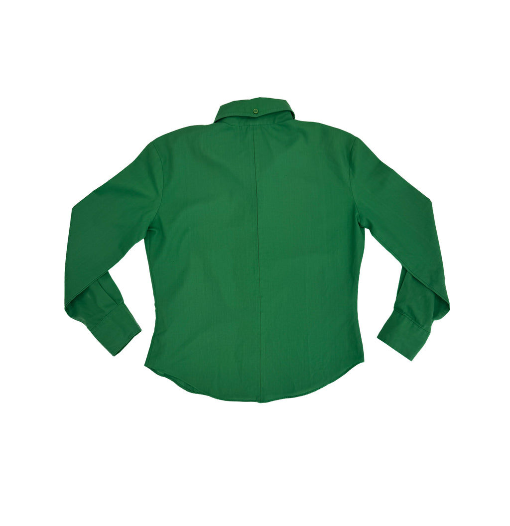 Vintage 70s Emerald Green Kids Shirt (size 8/10)