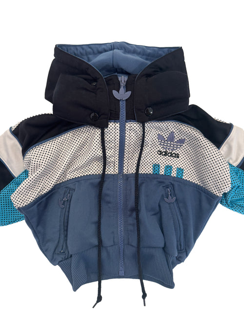 Vintage 1992 Adidas Originals Kids Colorblock Hooded Track Jacket (size 2)