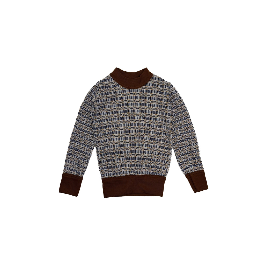Vintage 70s Kids Geometric Long Sleeve Tee (size 3/4)