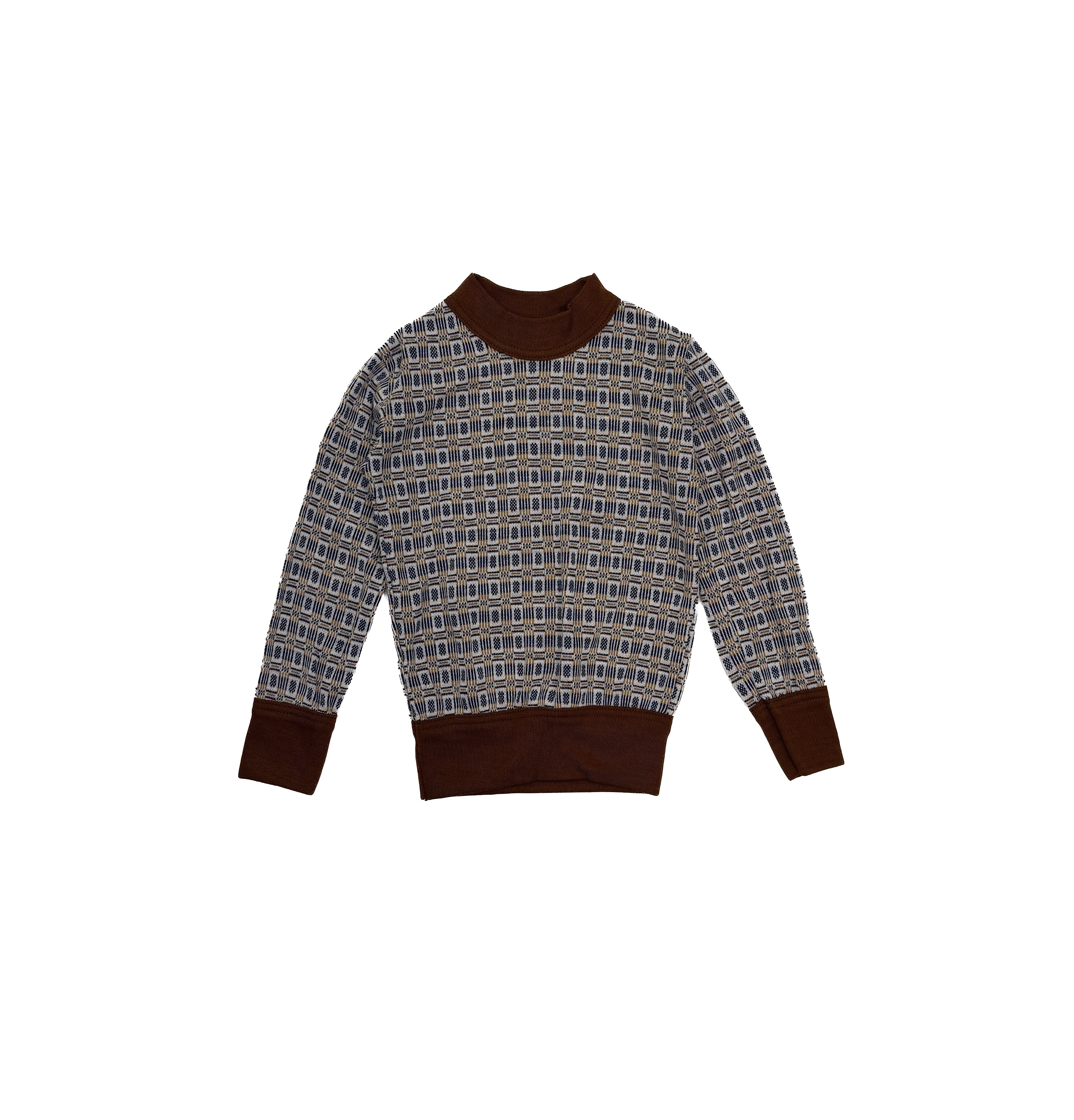 Vintage 70s Kids Geometric Long Sleeve Tee (size 3/4)