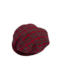 Vintage 90s Red Tartan Kids Newsboy Cap