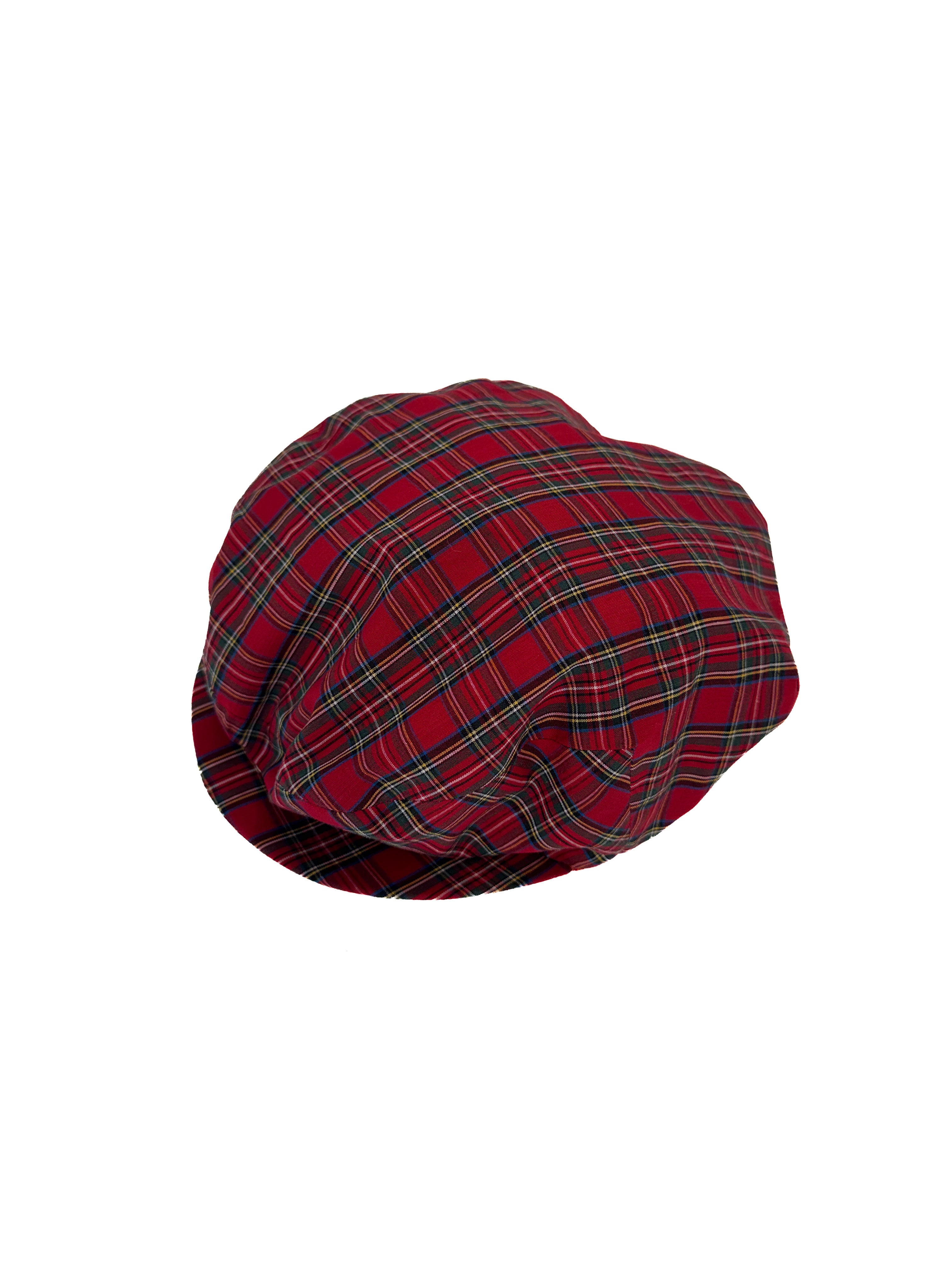 Vintage 90s Red Tartan Kids Newsboy Cap