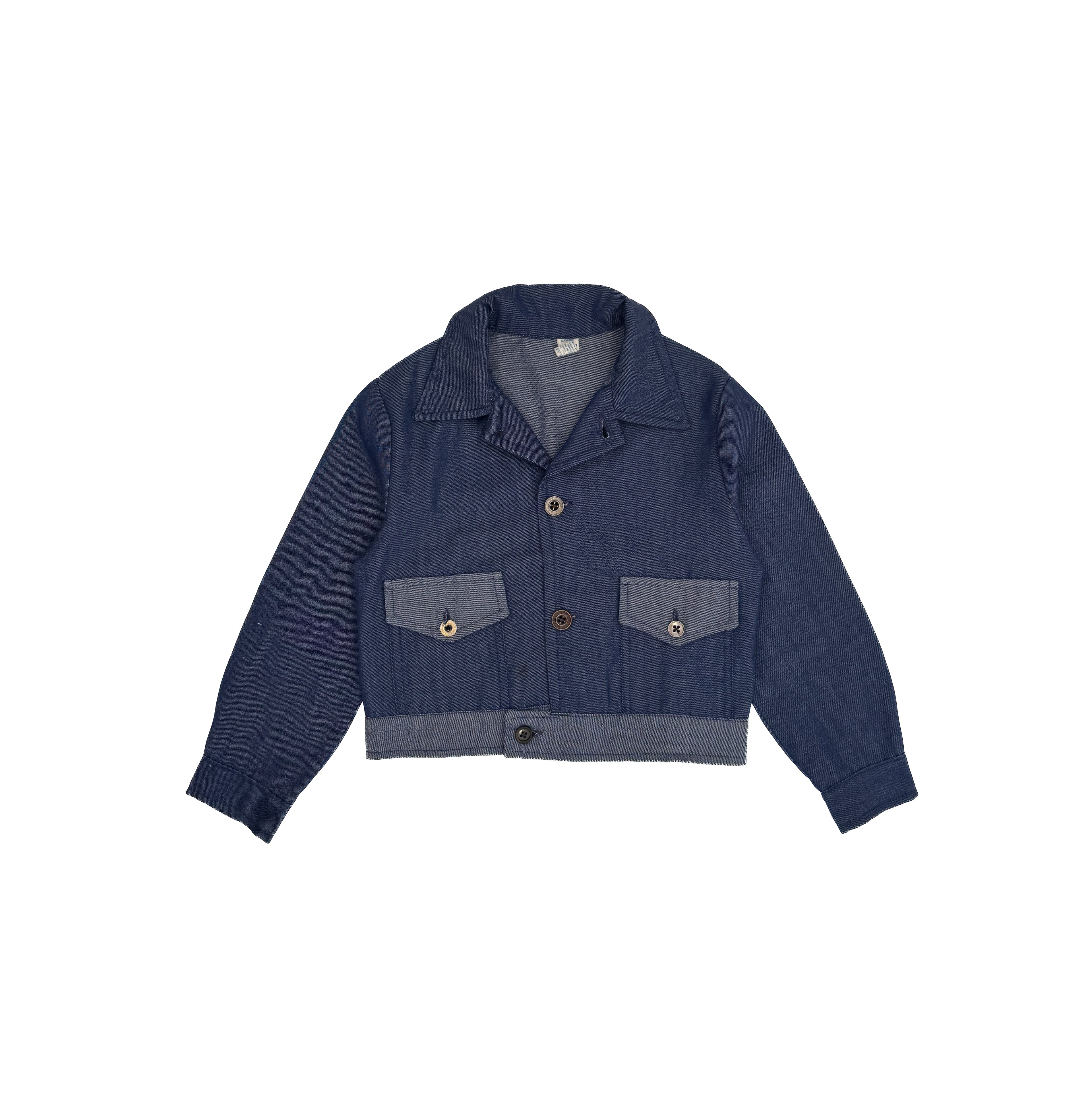 Vintage 70s Blue Chambray Kids Workwear Jacket (size 4/5)