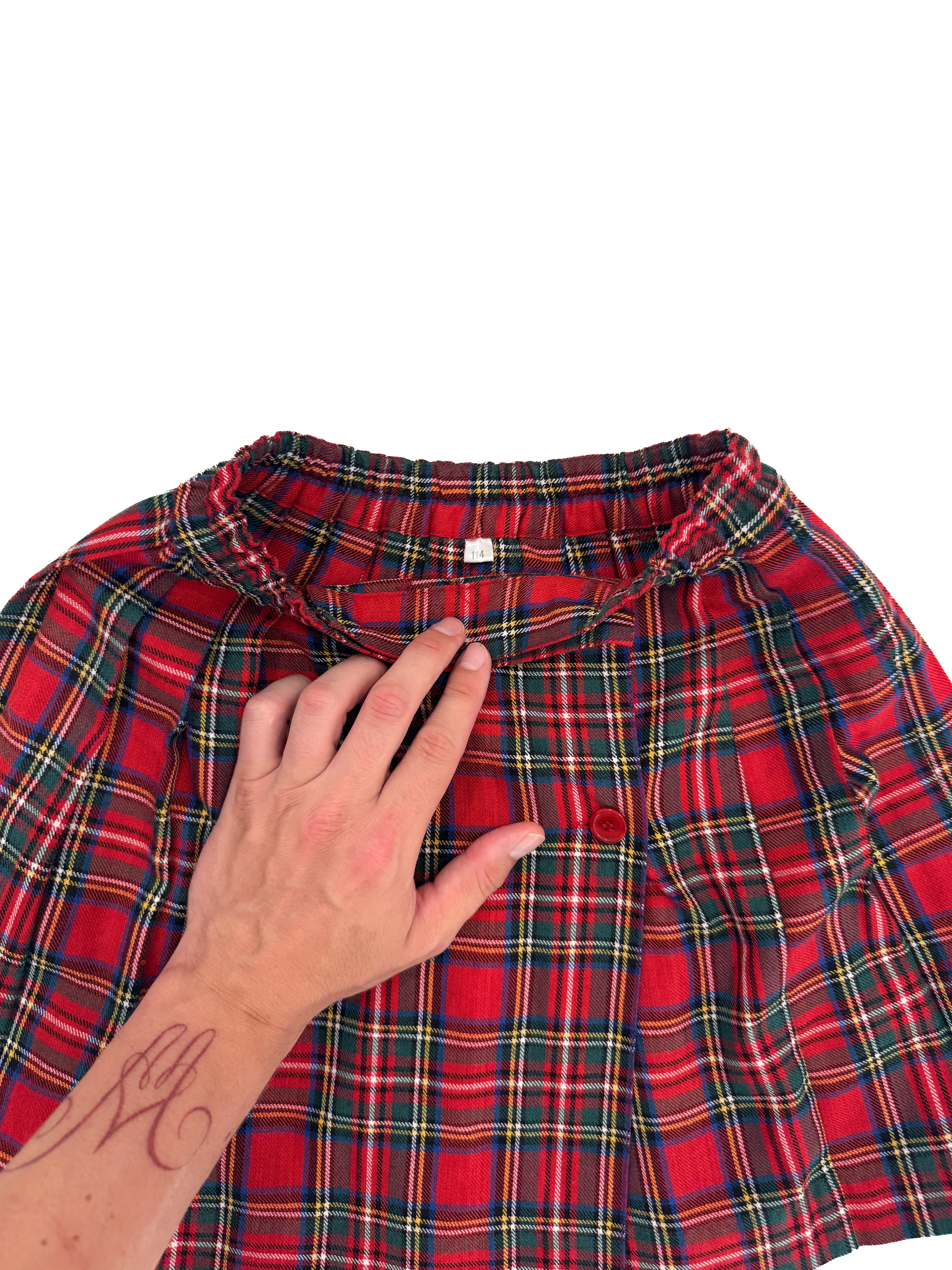 Vintage 80s Red Tartan Plaid Kids Skirt (size 5/6)