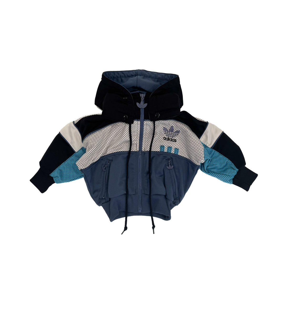 Vintage 1992 Adidas Originals Kids Colorblock Hooded Track Jacket (size 2)