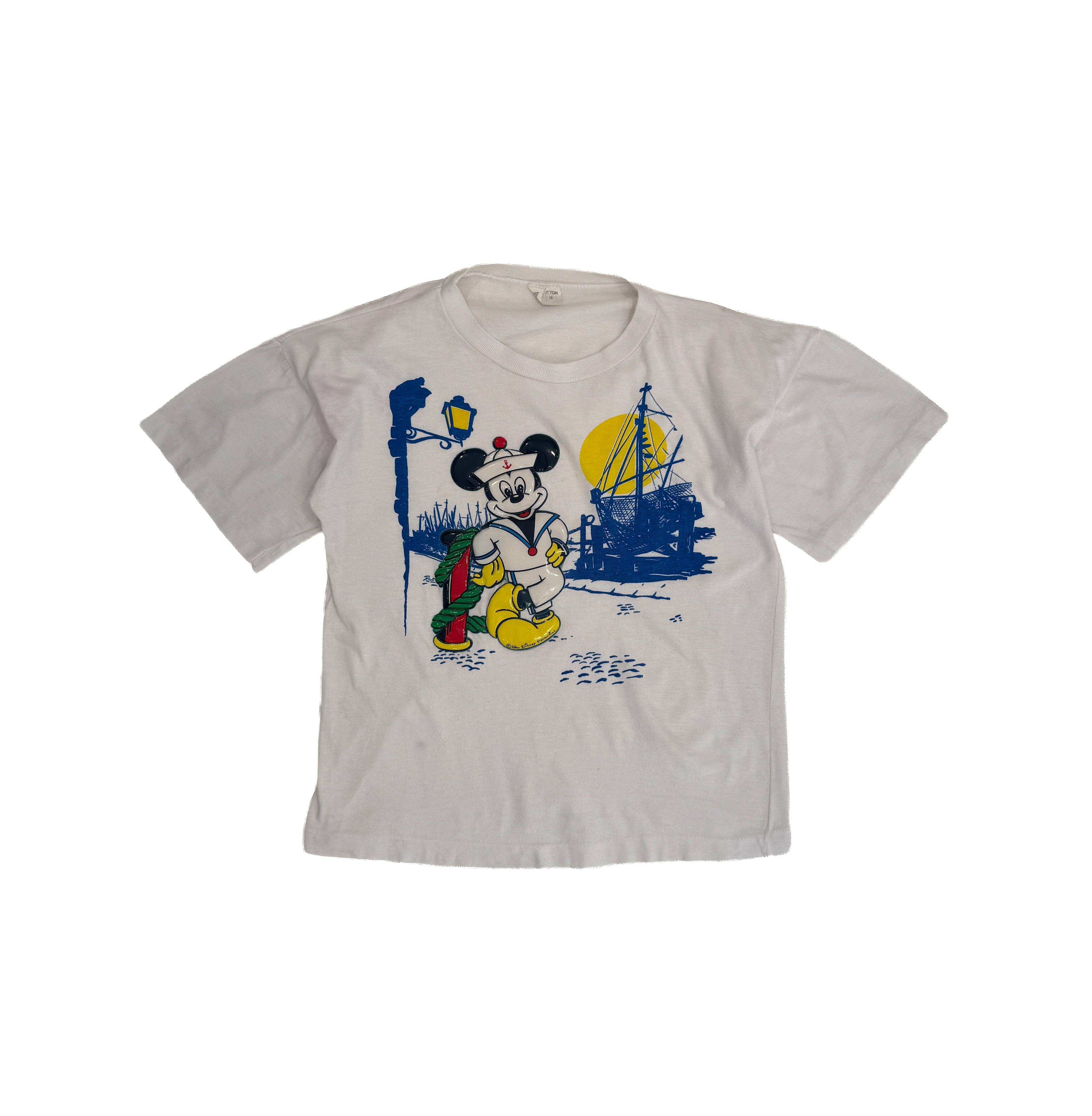 Vintage 80s 3D Squeaky Sailor Mickey Kids Tee (size 8/10)