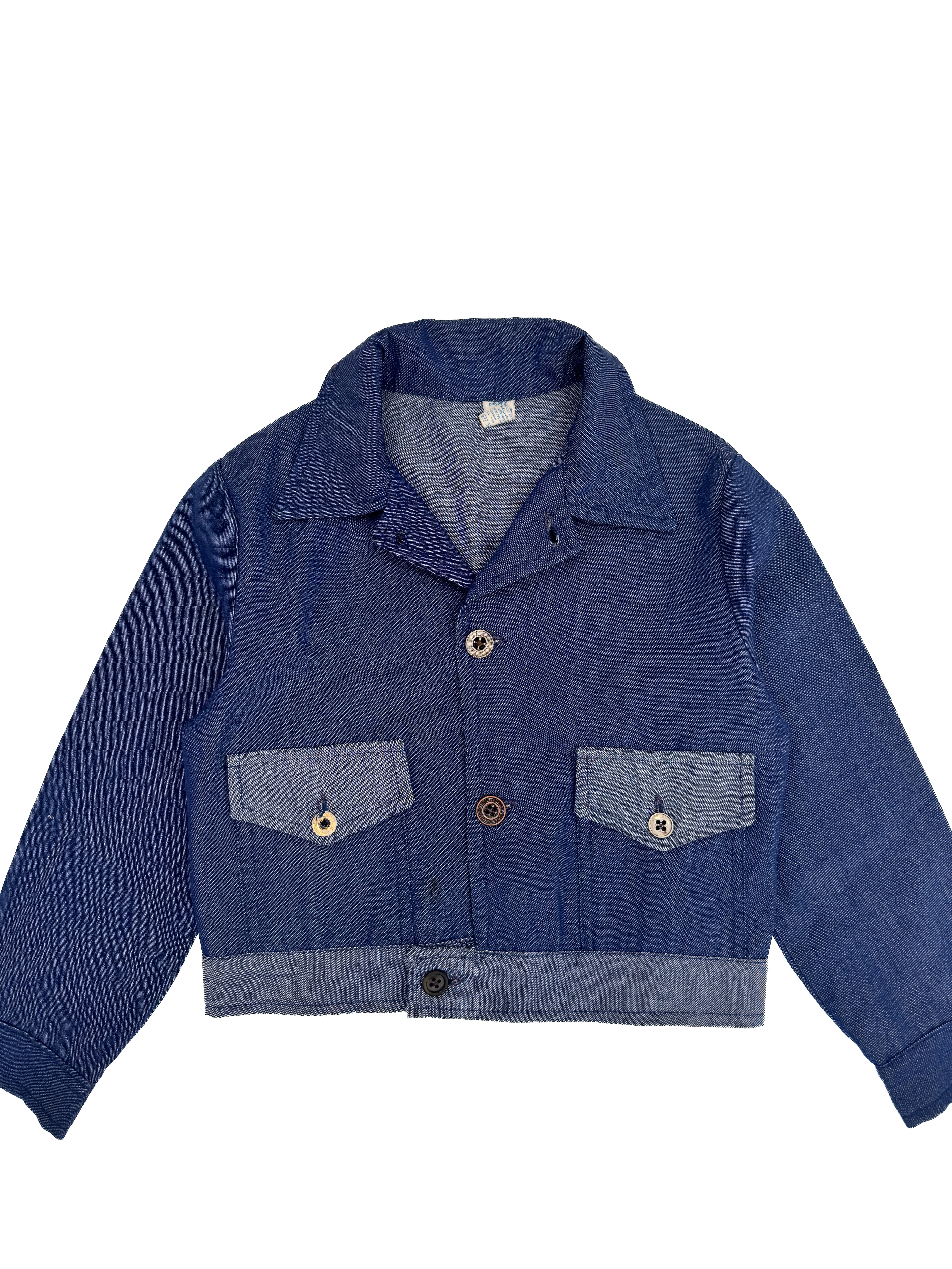 Vintage 70s Blue Chambray Kids Workwear Jacket (size 4/5)
