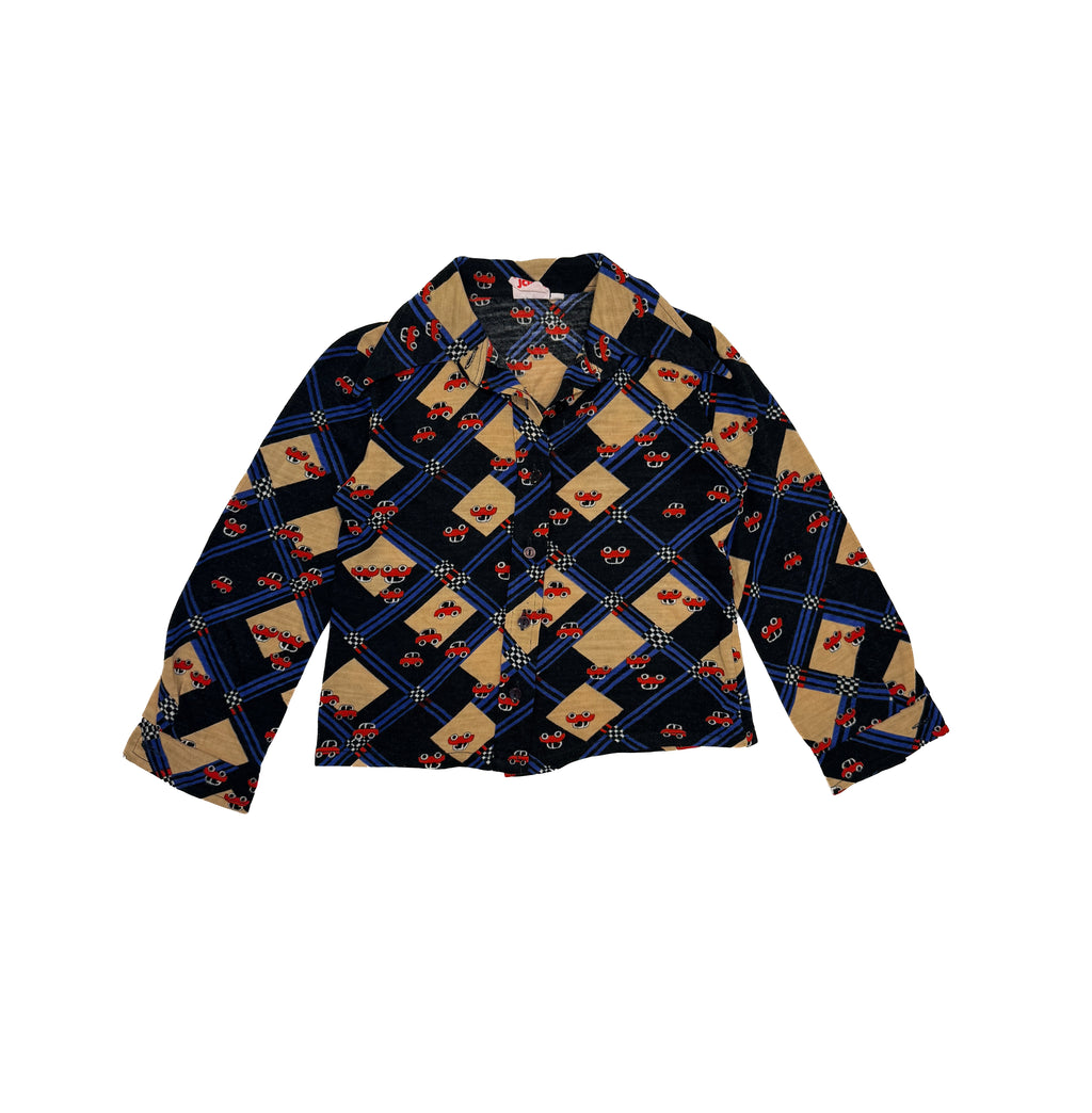 Vintage 70s Car Print Kids Shirt (size 5)