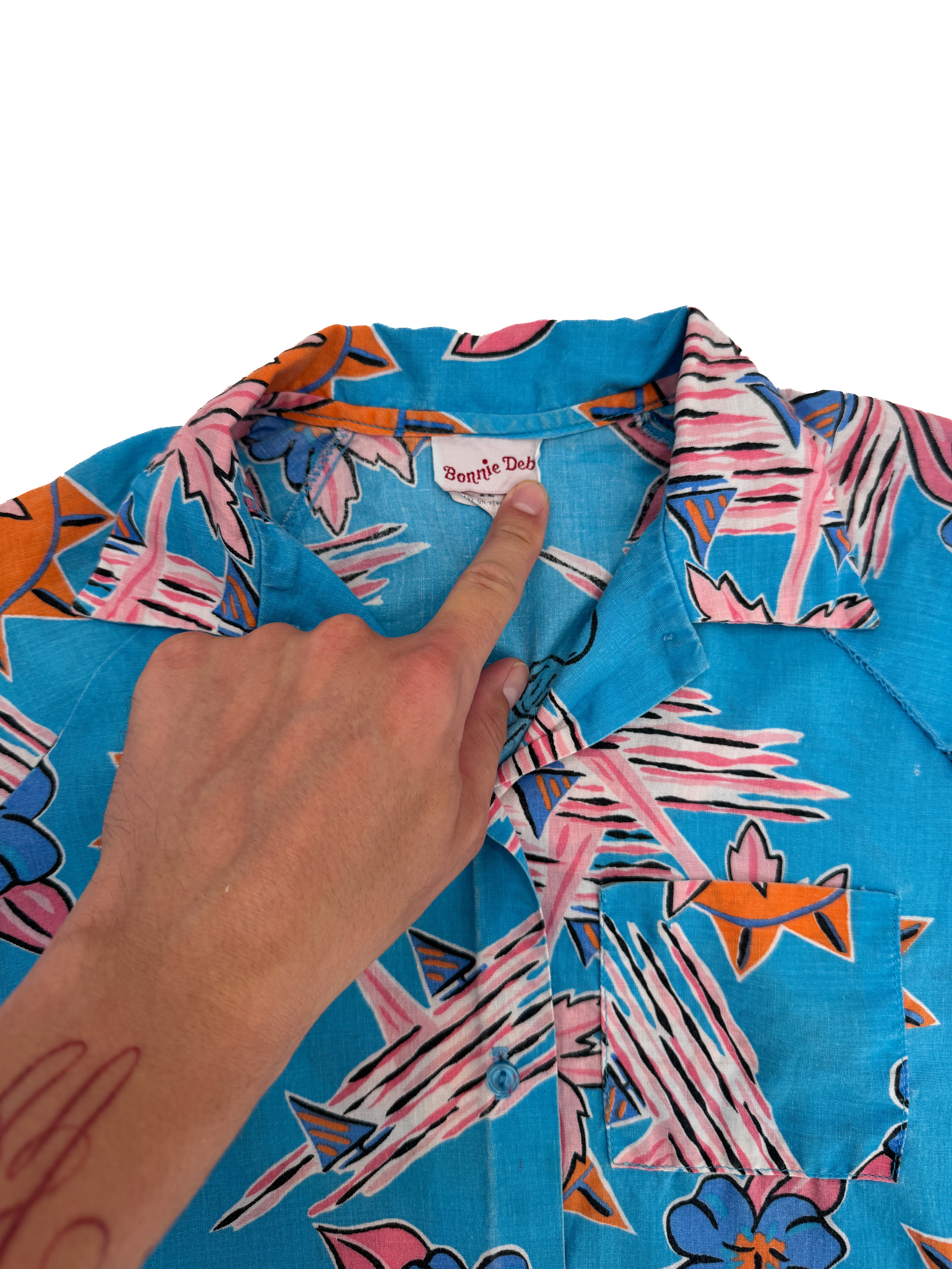 Vintage 80s Hawaiian Floral Kids Shirt (size 7/8)