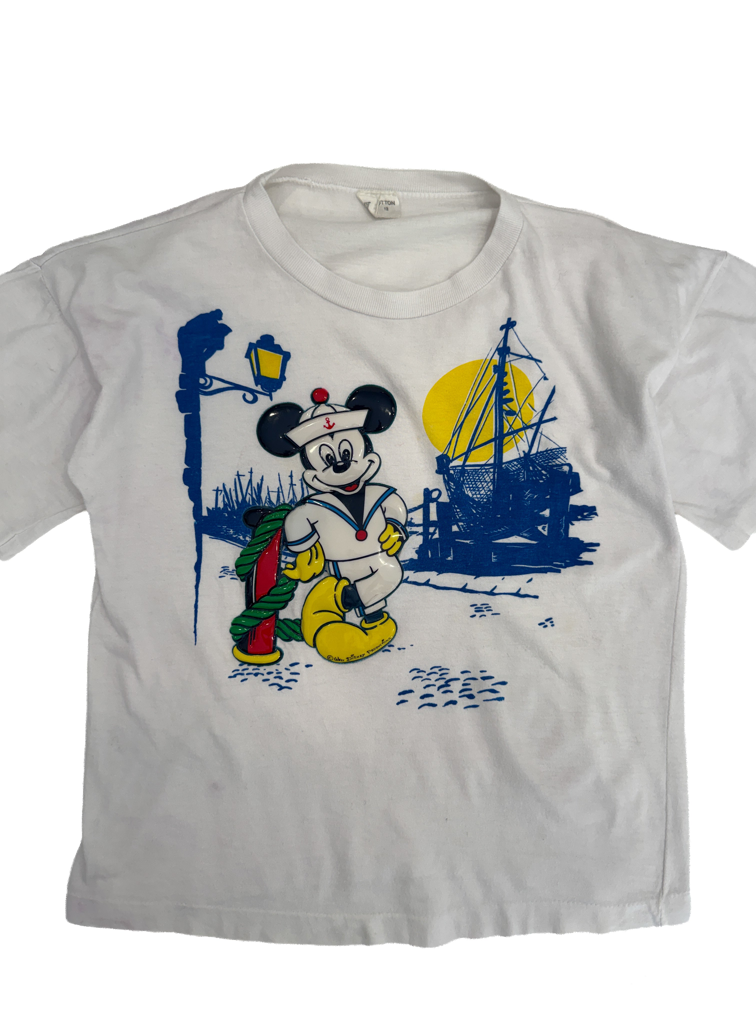 Vintage 80s 3D Squeaky Sailor Mickey Kids Tee (size 8/10)