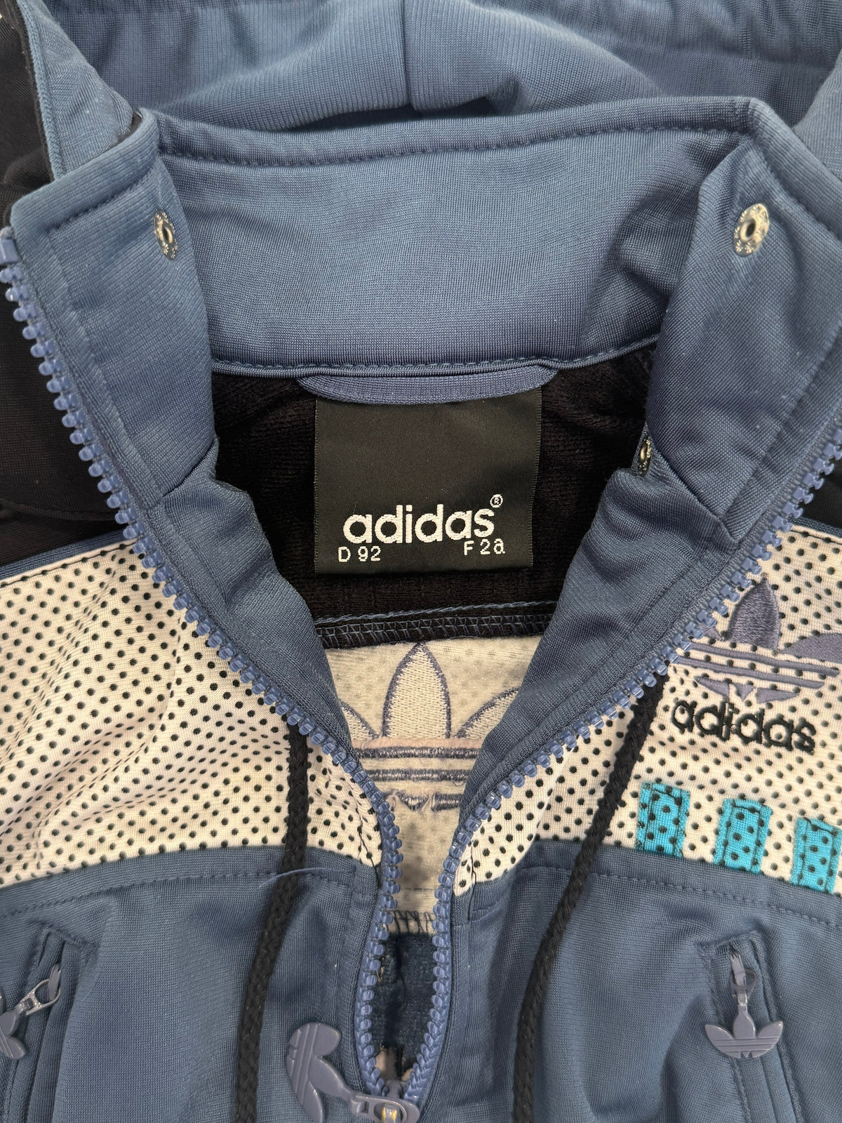 Vintage 1992 Adidas Originals Kids Colorblock Hooded Track Jacket (size 2)