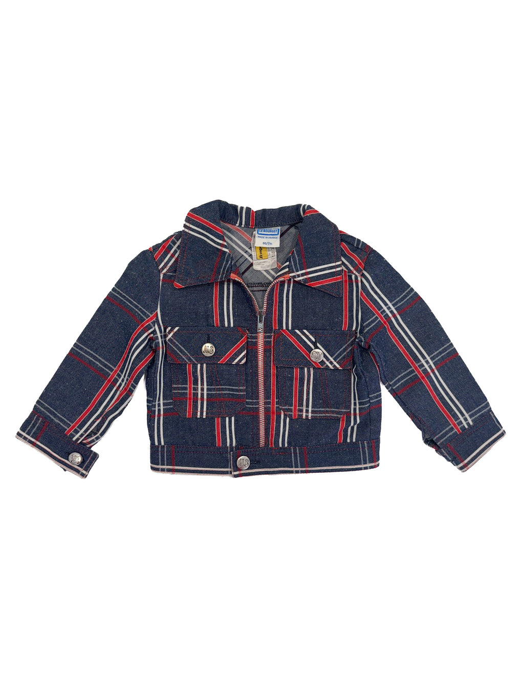 Vintage 70s « Jean Le Bourget » Plaid Denim Kids Jacket (size 2)