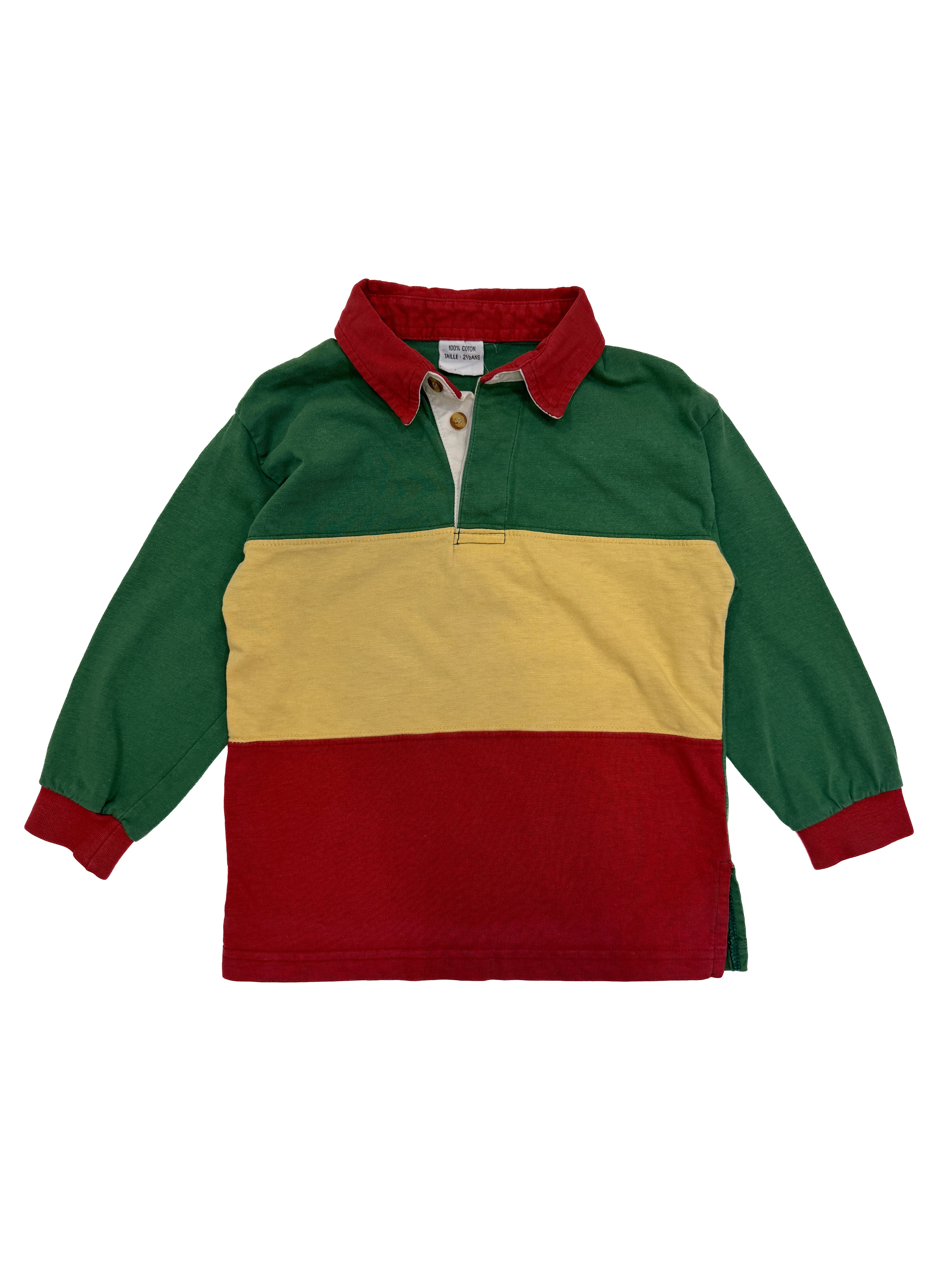 Vintage 80s Kids Polo Shirt Rasta Colorblock (size 2)