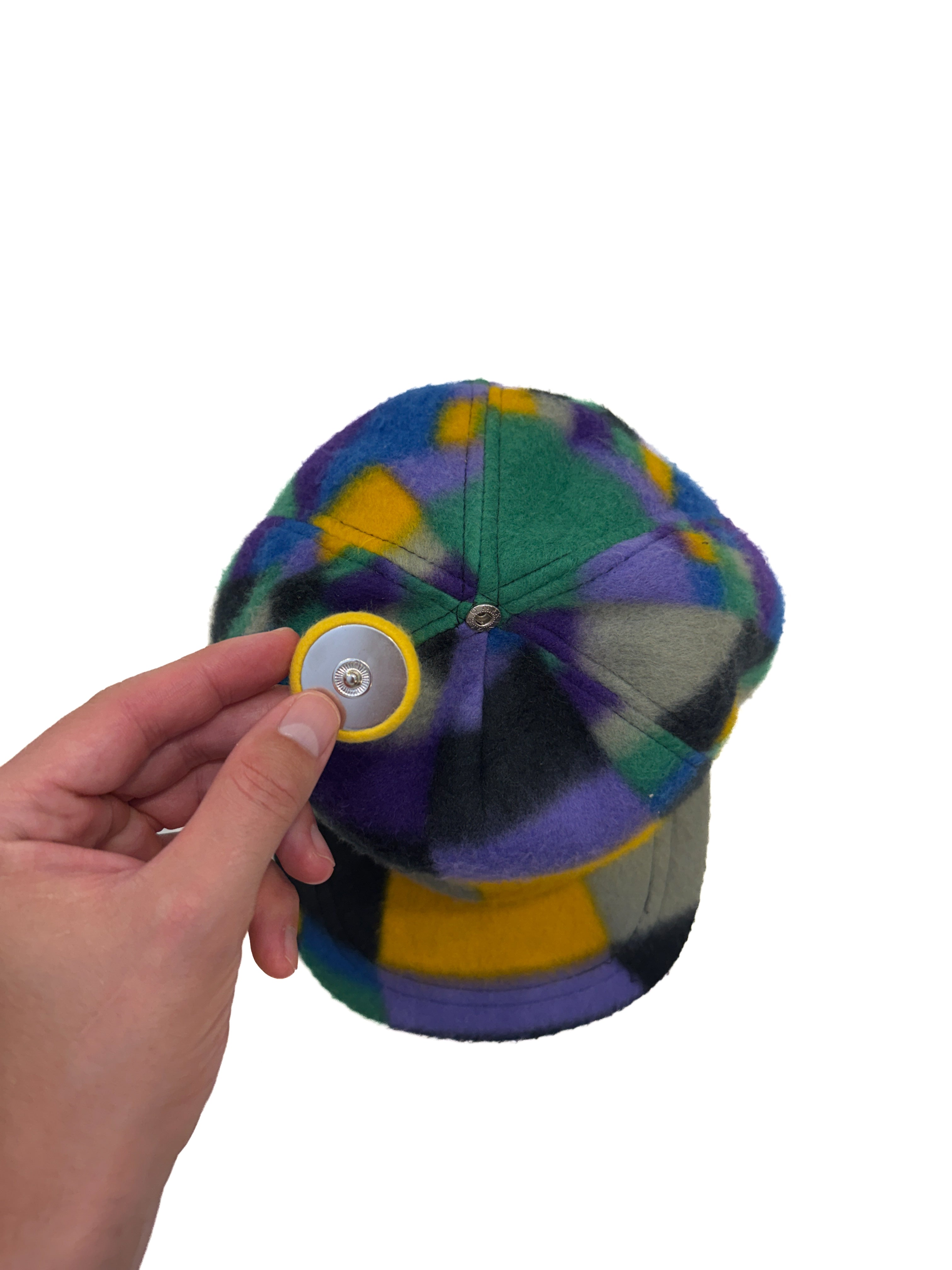 Vintage 1990 Abstract Color Block Fleece Kids Cap (size 54)