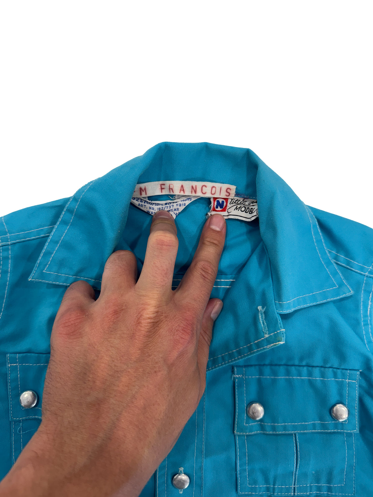 Vintage 70s Turquoise Kids Workwear Jacket (size 3)