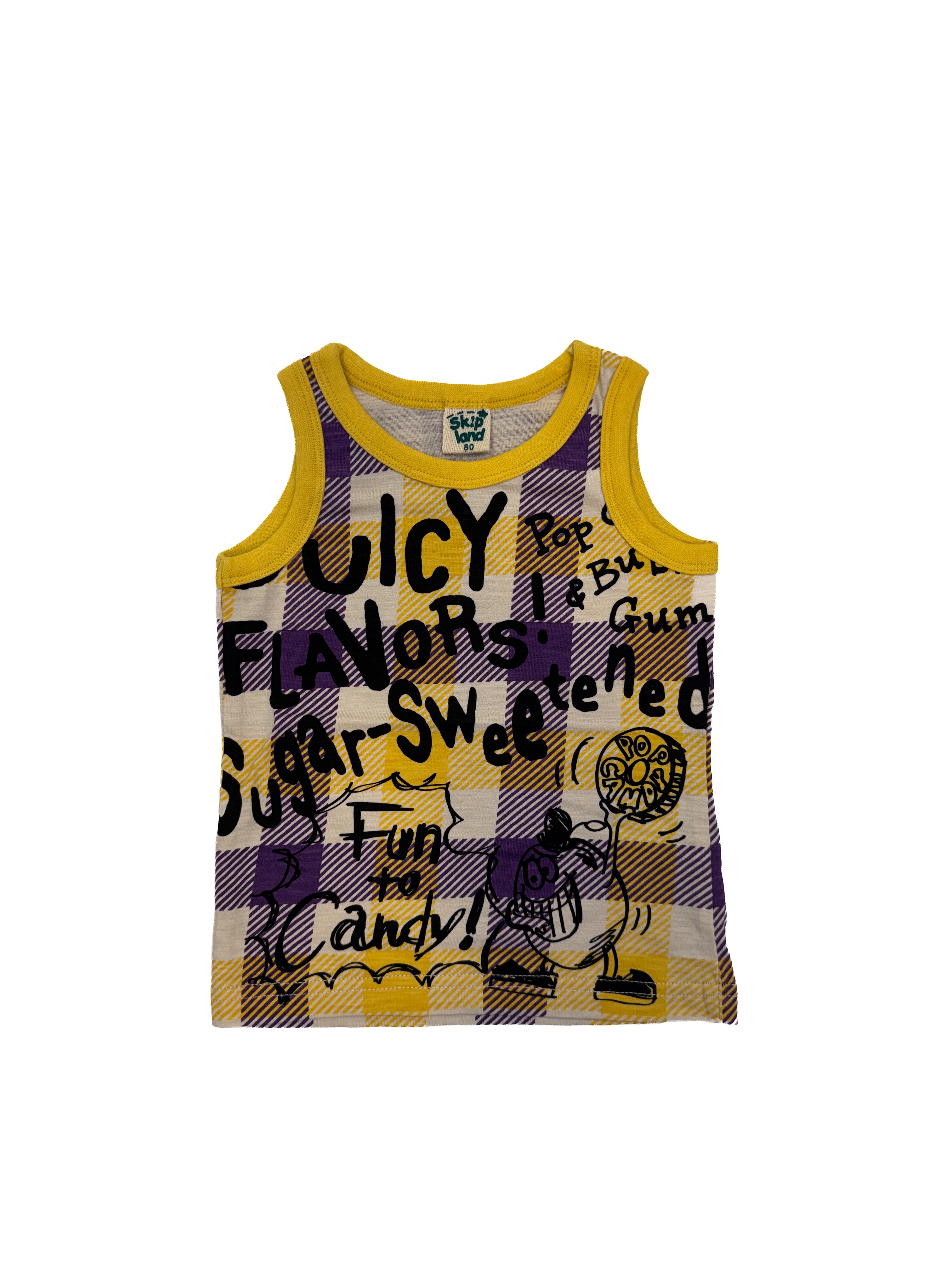 Vintage 90s Skip Land Juicy Flavors Plaid Kids Tank Top (size 12/18 month)