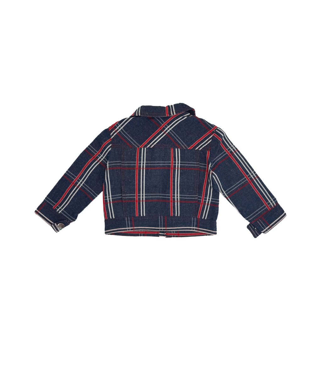 Vintage 70s « Jean Le Bourget » Plaid Denim Kids Jacket (size 2)