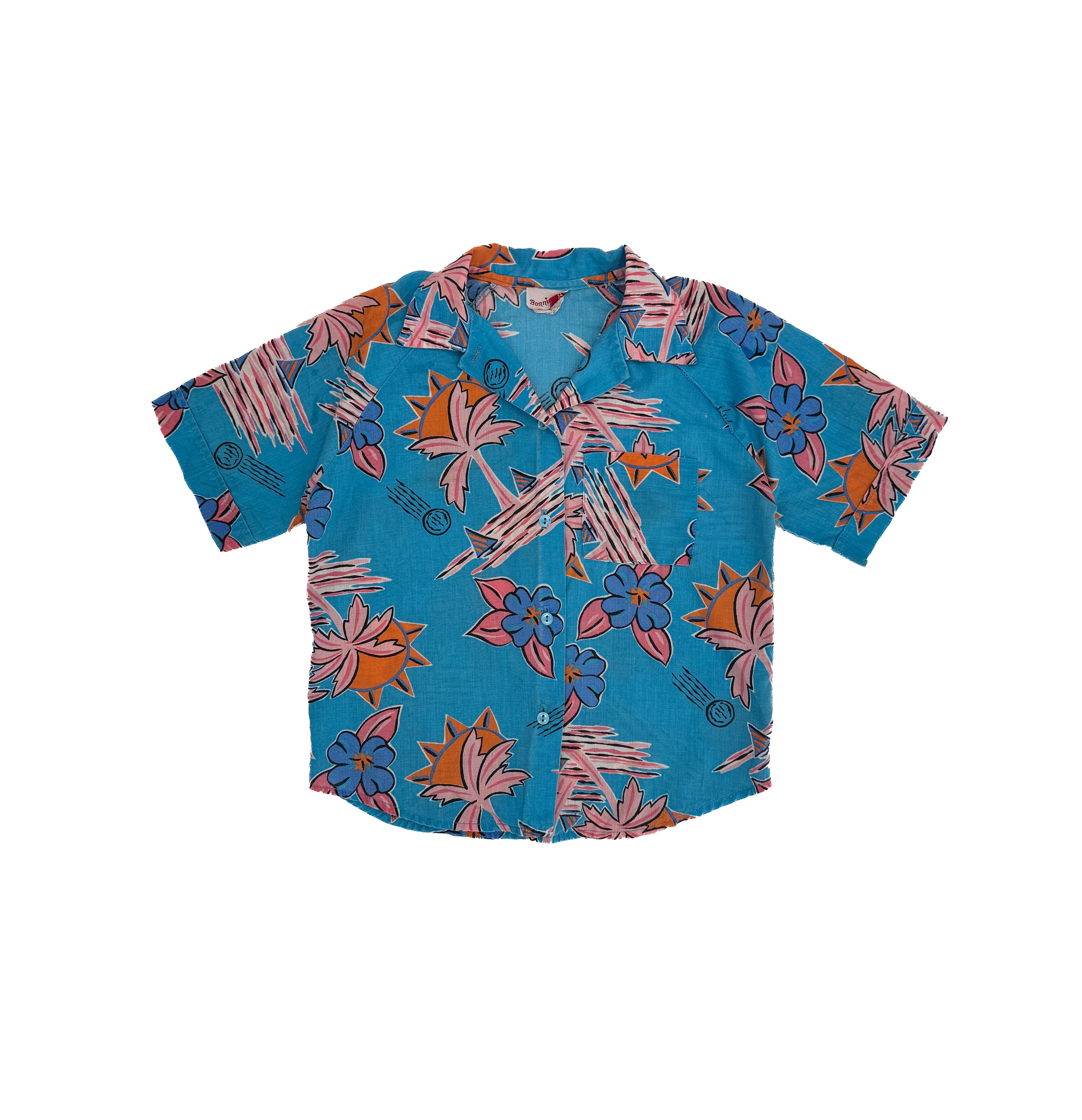 Vintage 80s Hawaiian Floral Kids Shirt (size 7/8)