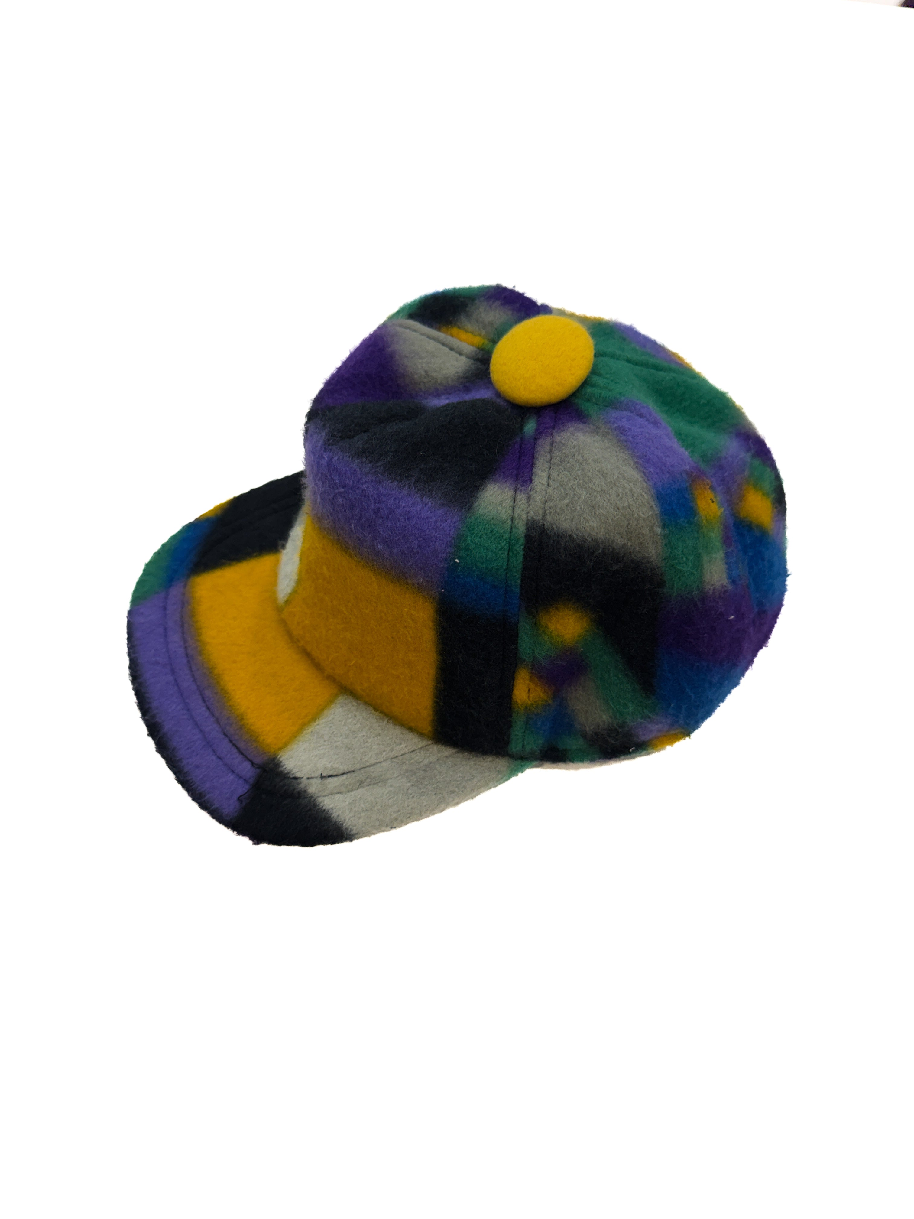 Vintage 1990 Abstract Color Block Fleece Kids Cap (size 54)