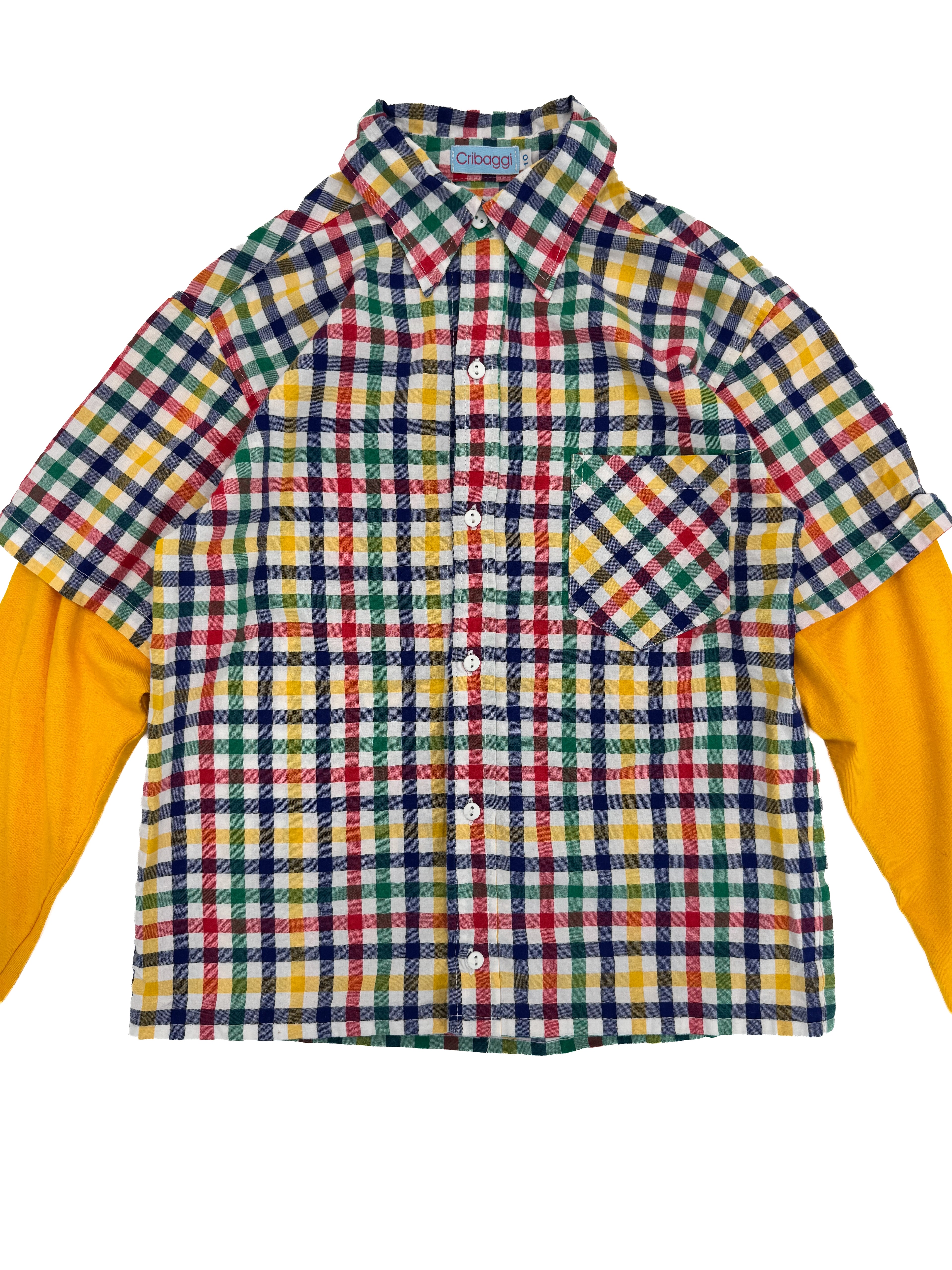 Vintage 90s Cribaggi Layered Plaid Shirt (size 9/10)