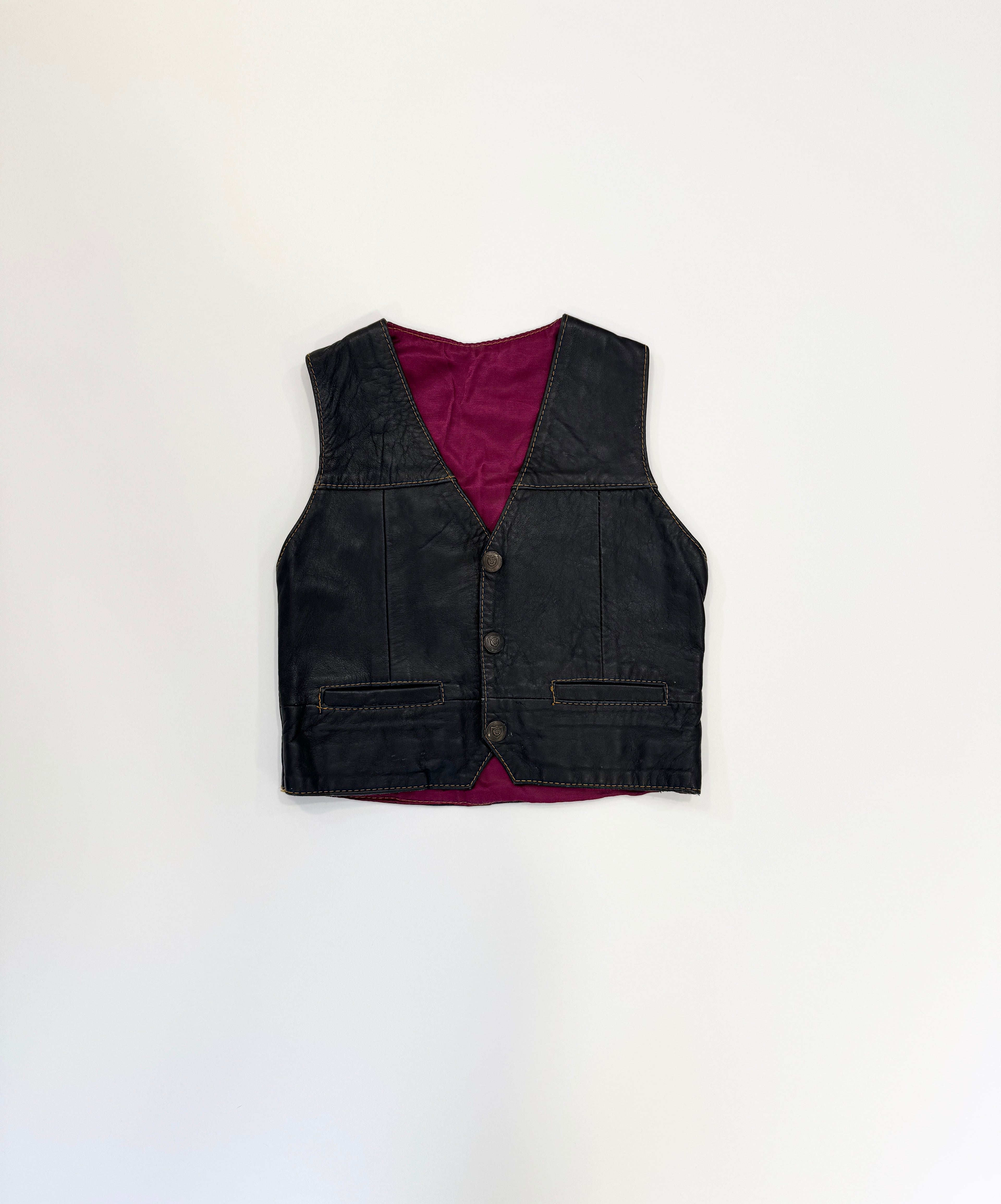 Vintage Diesel Embroidered Leather Vest (size 4/6)