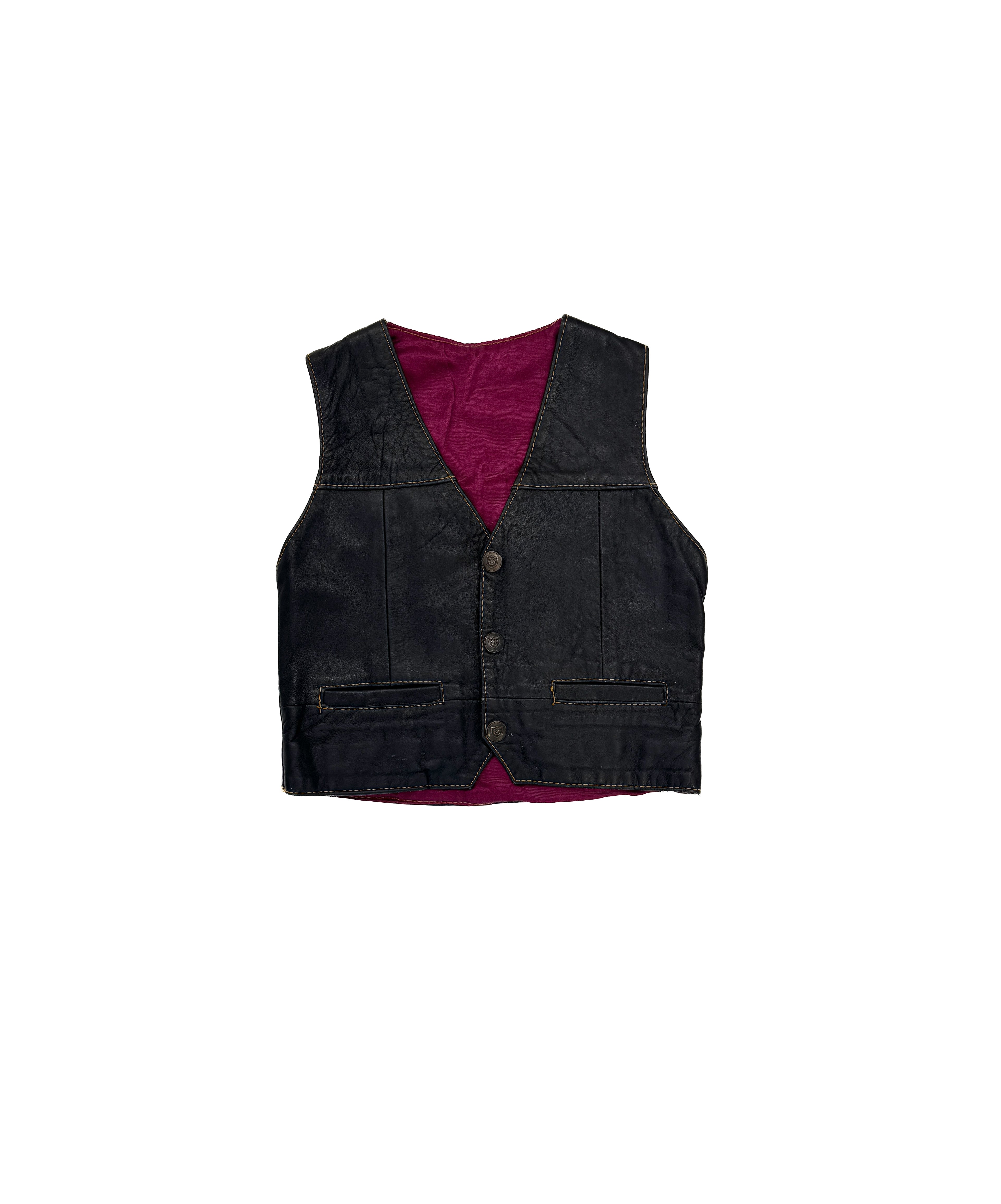 Vintage Diesel Embroidered Leather Vest (size 4/6)