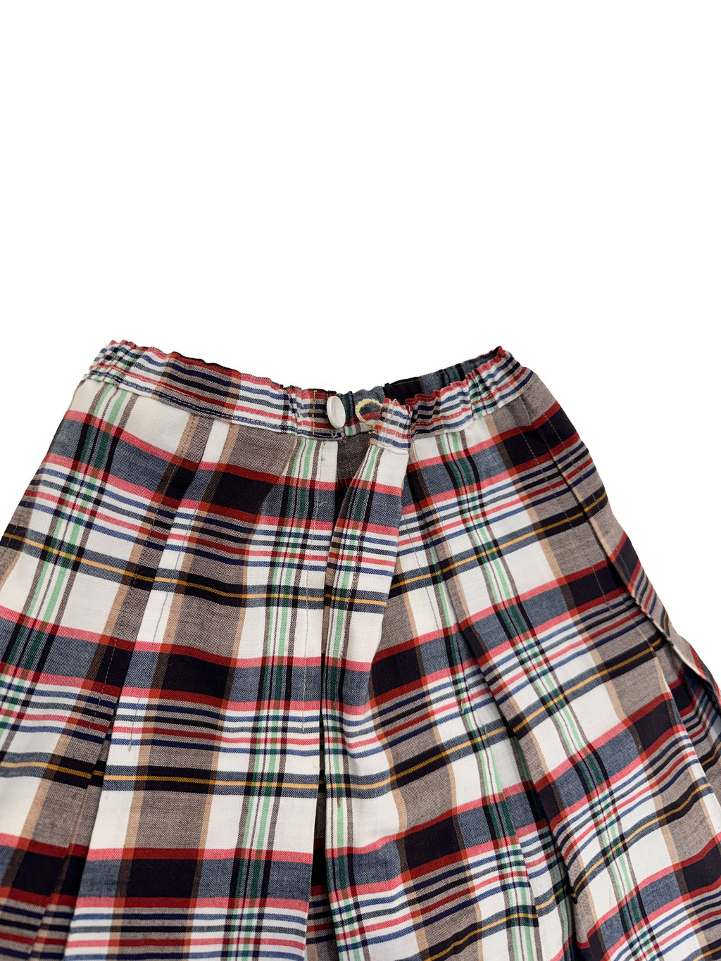 Vintage 80s Plaid Pleated Skirt - Elastic Waist (size 10/12)