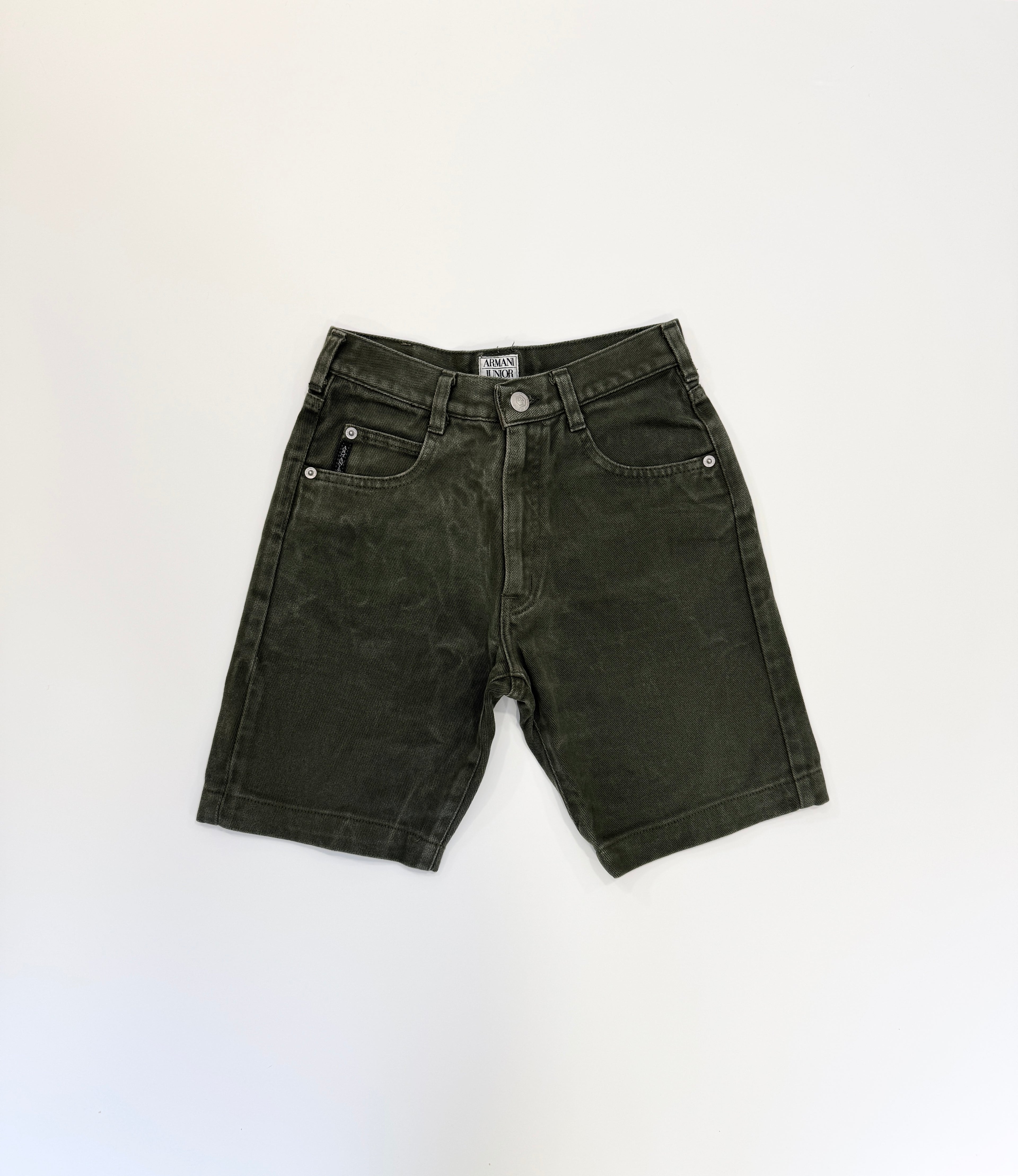 Vintage 90s Armani Junior Olive Denim Shorts (size 12)