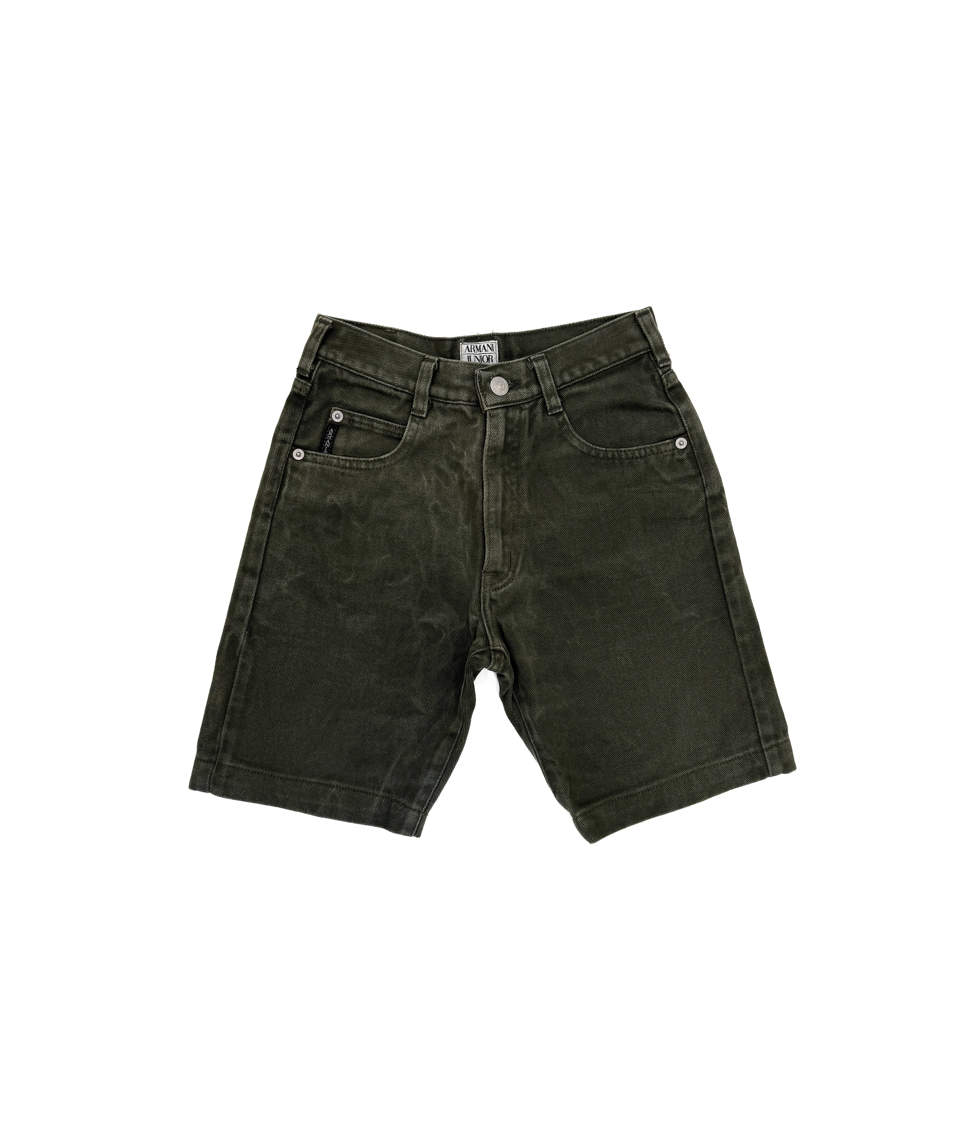 Vintage 90s Armani Junior Olive Denim Shorts (size 12)