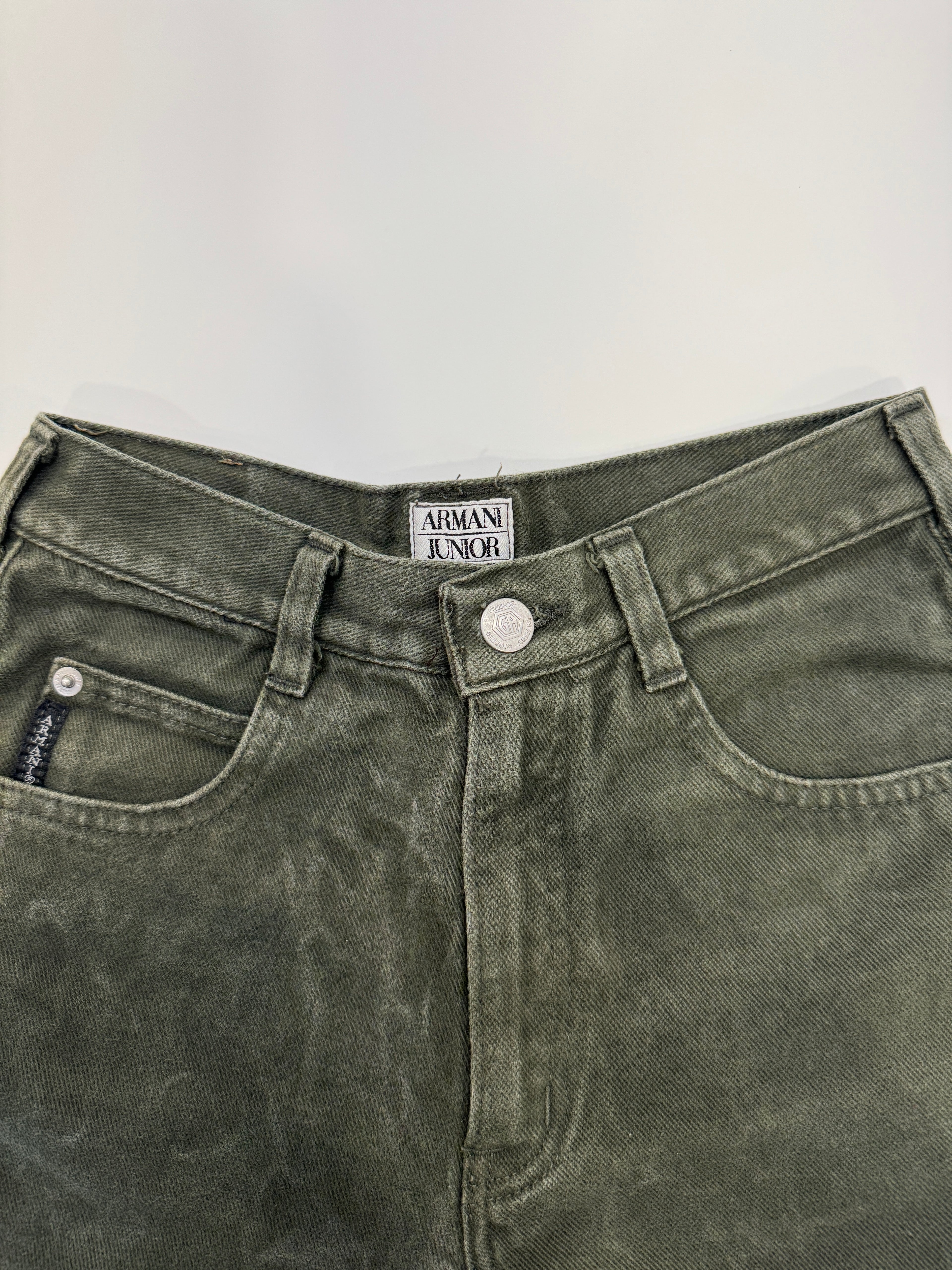 Vintage 90s Armani Junior Olive Denim Shorts (size 12)