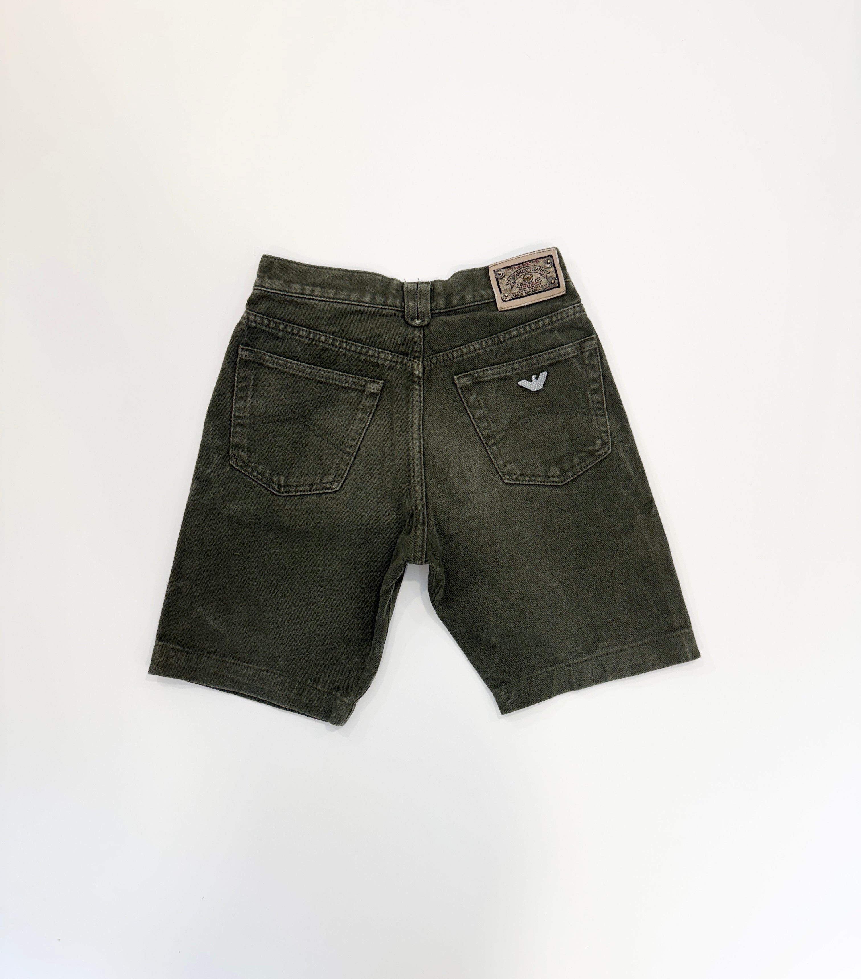 Vintage 90s Armani Junior Olive Denim Shorts (size 12)