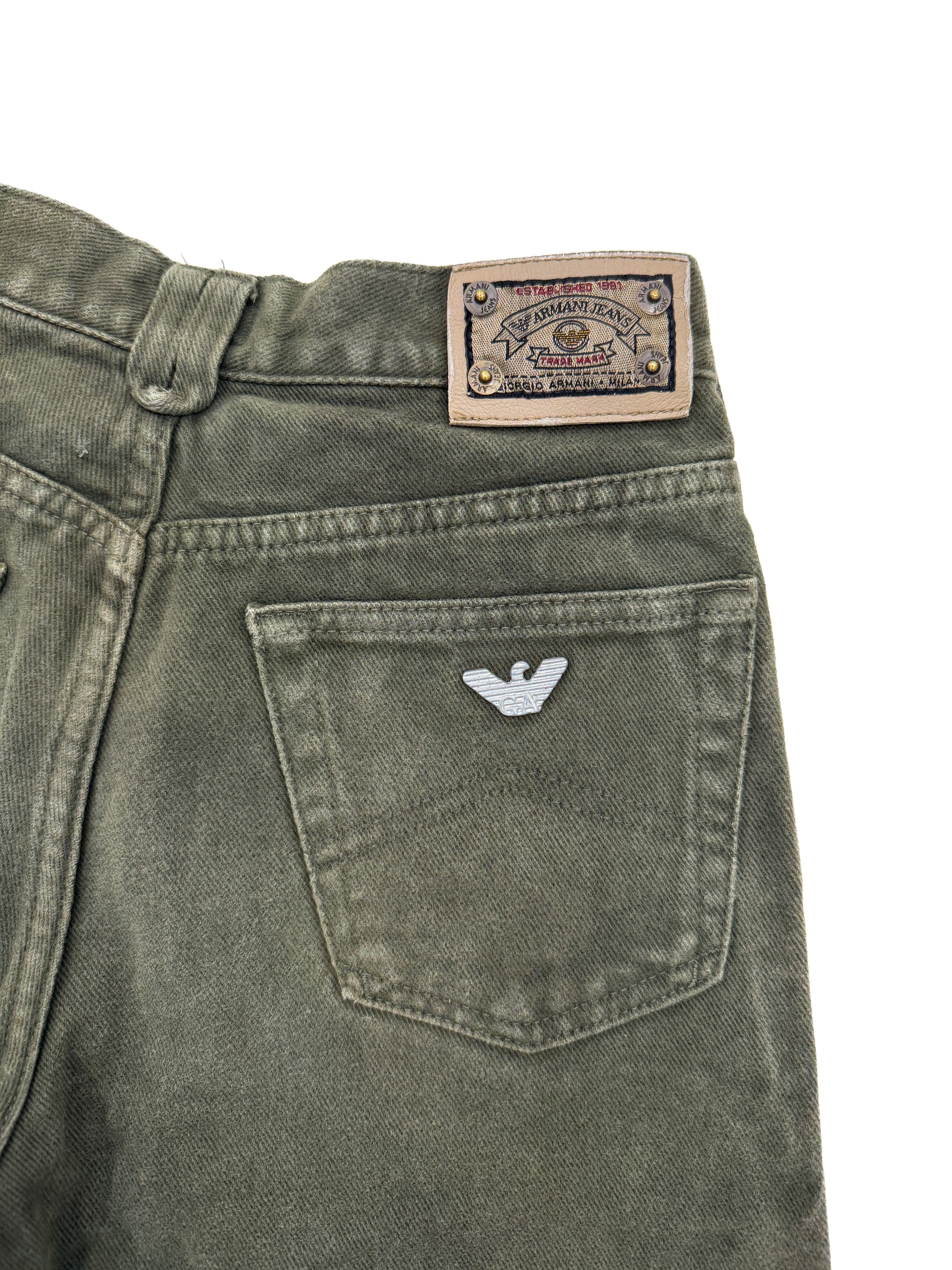 Vintage 90s Armani Junior Olive Denim Shorts (size 12)