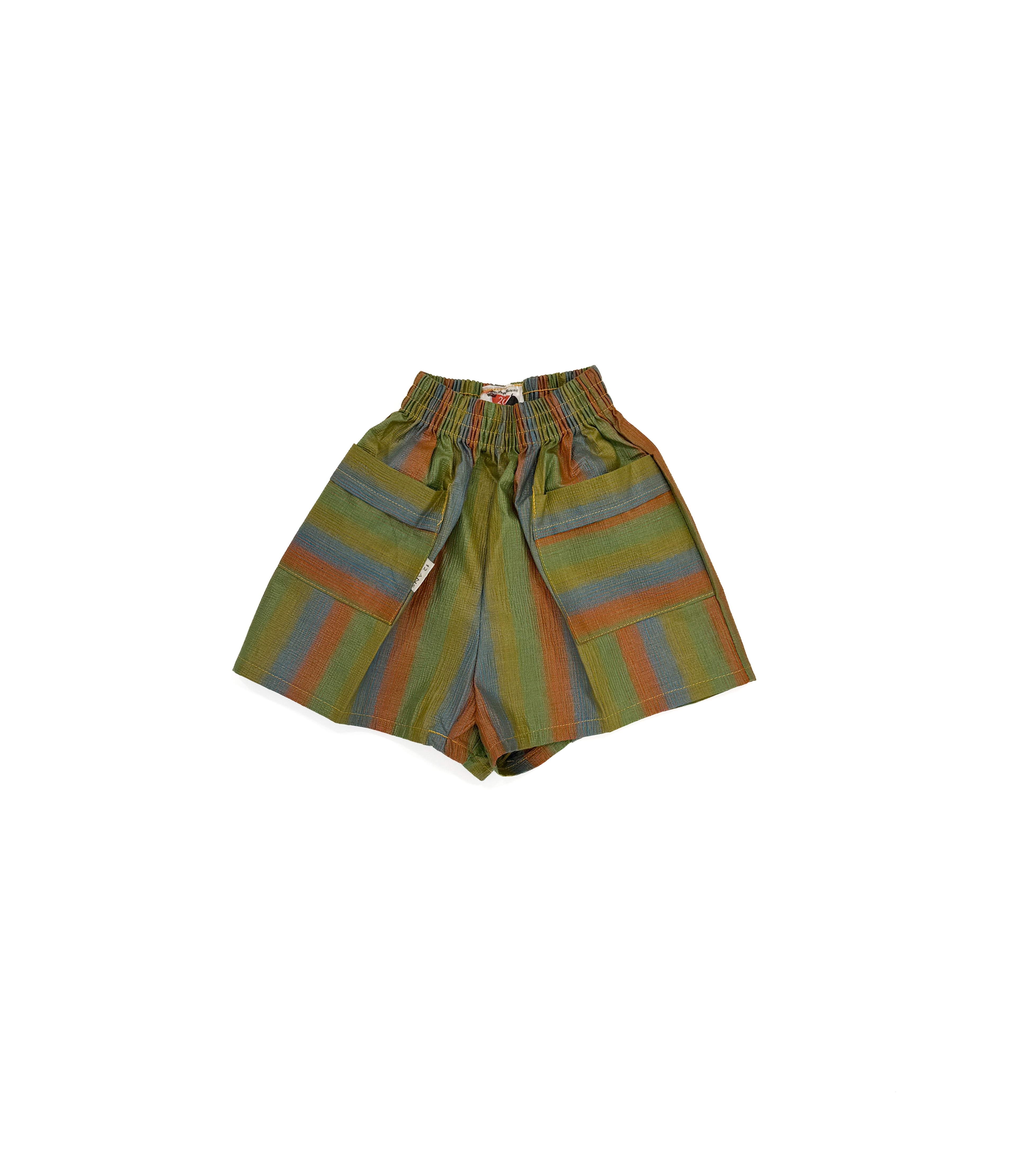 Vintage 70s Rainbow Stripe Elastic Waist Shorts (size 4/5)