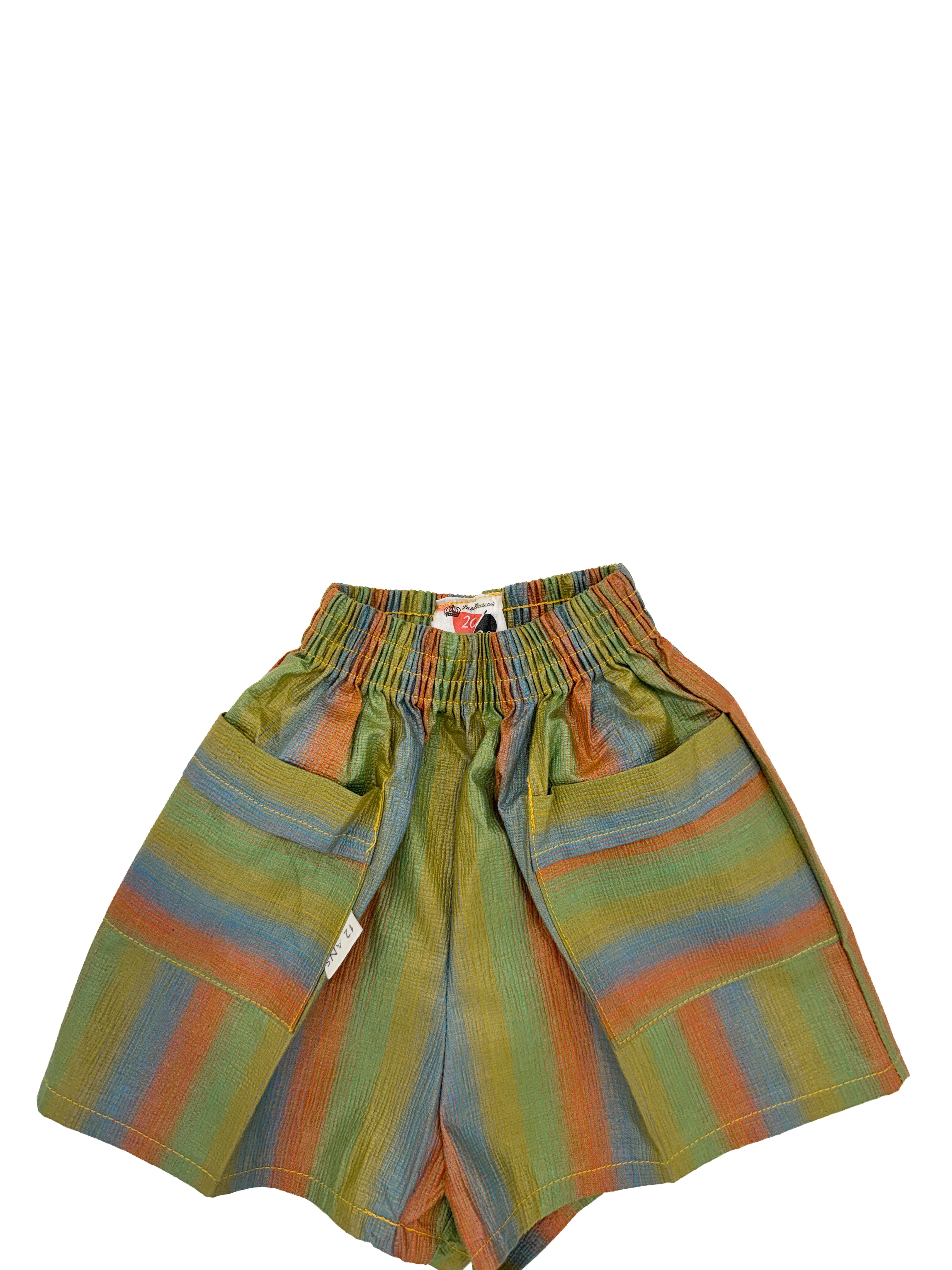 Vintage 70s Rainbow Stripe Elastic Waist Shorts (size 4/5)