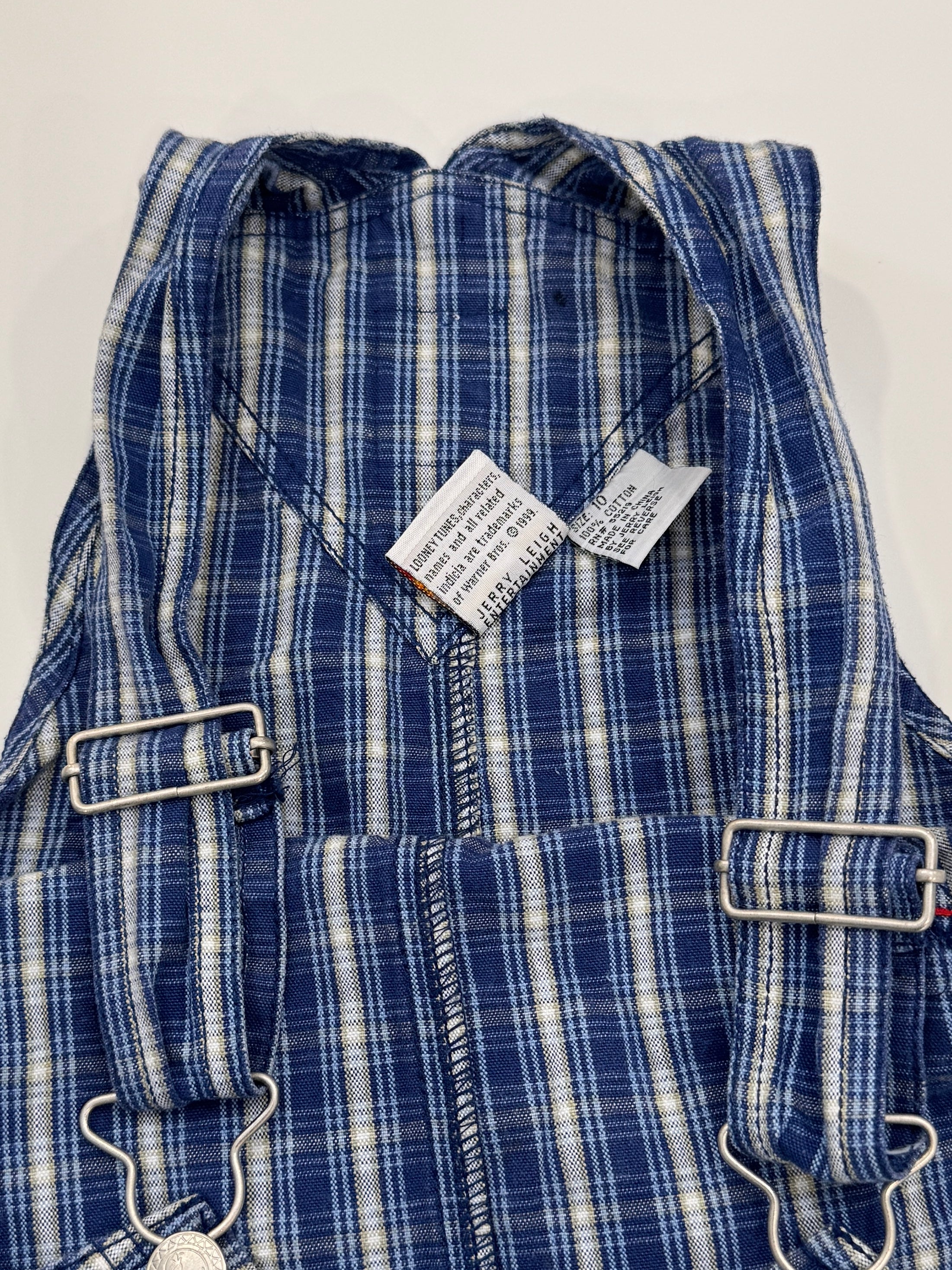 Vintage 1999 Looney Tunes Plaid Overalls (size 10)