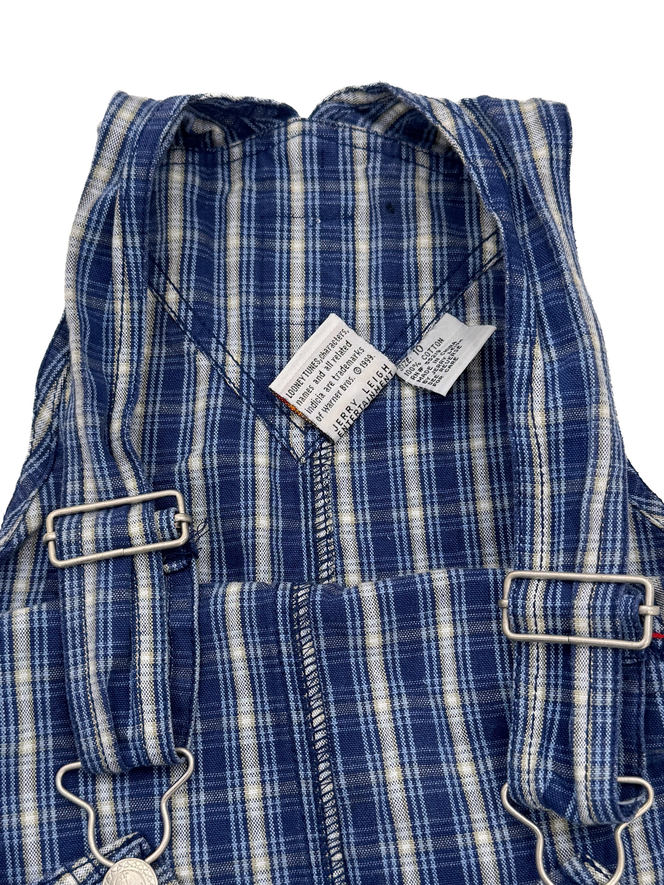 Vintage 1999 Looney Tunes Plaid Overalls (size 10)