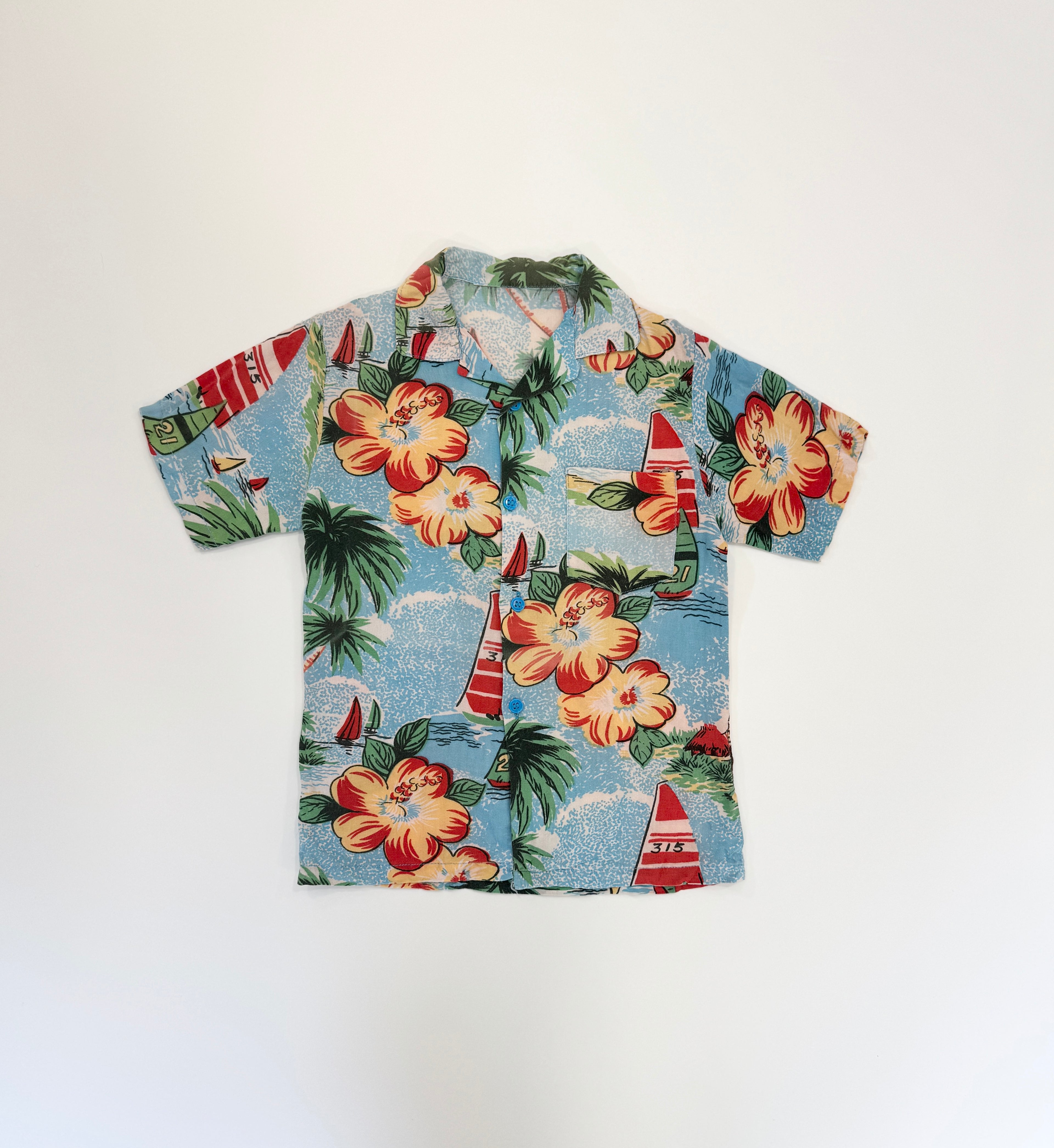Vintage 80s Tropical Floral Shirt (size 3/4)