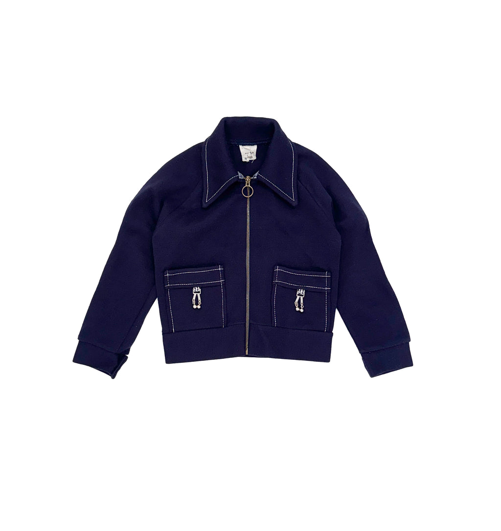 Vintage 70s Navy Zip Jacket (size 3/4)