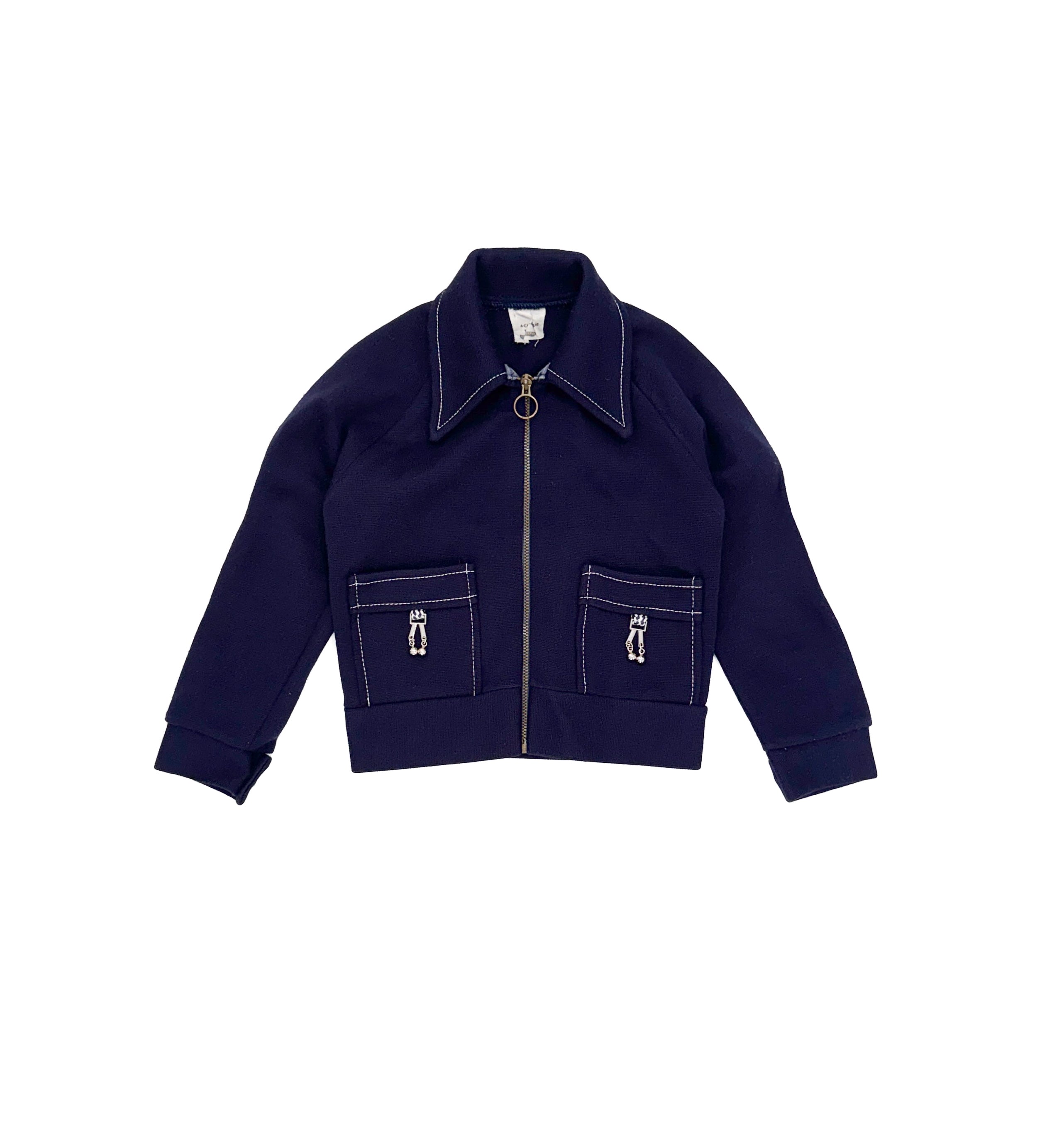 Vintage 70s Navy Zip Jacket (size 3/4)