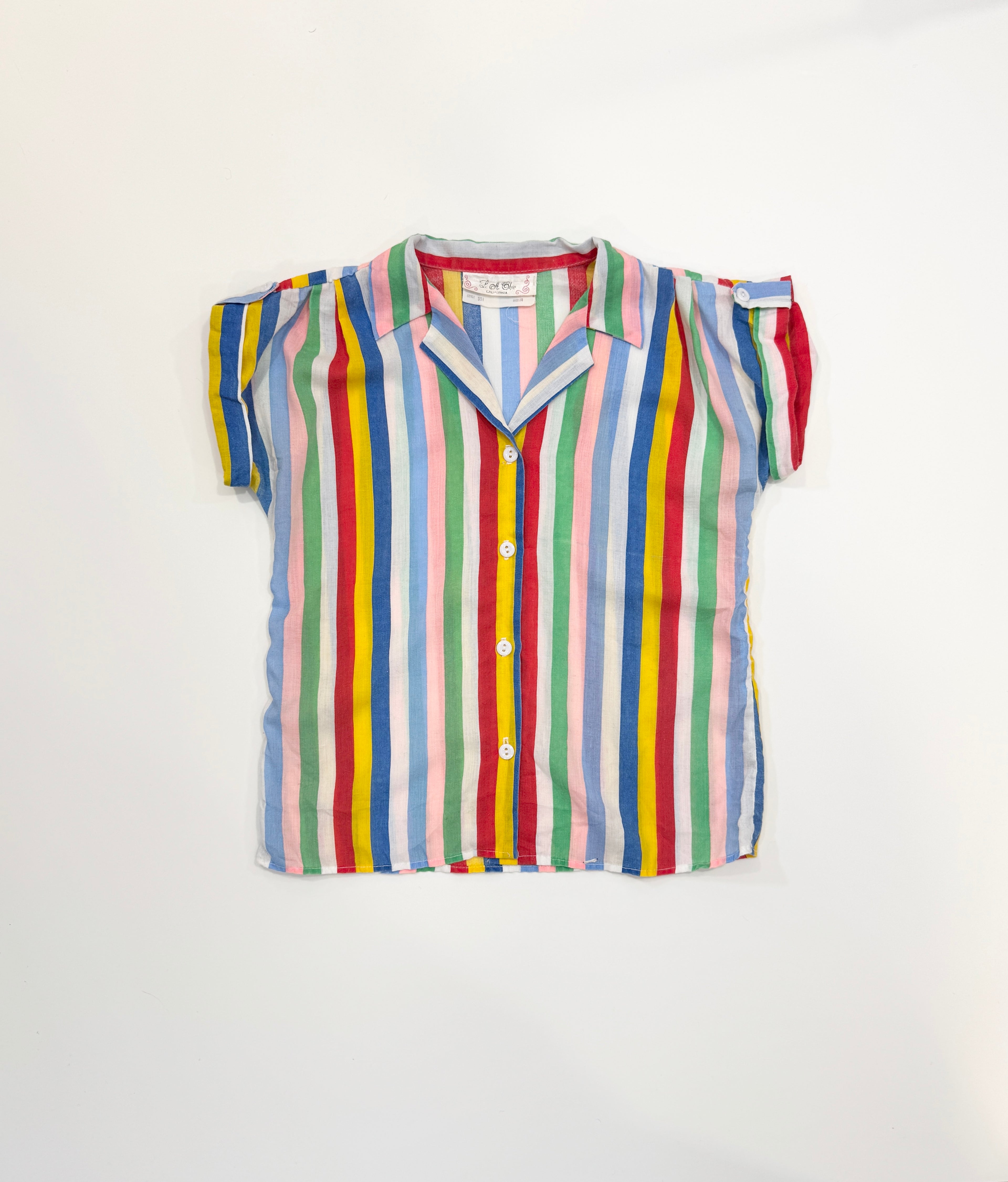 Vintage 80s Striped Vacation Shirt (size 14)