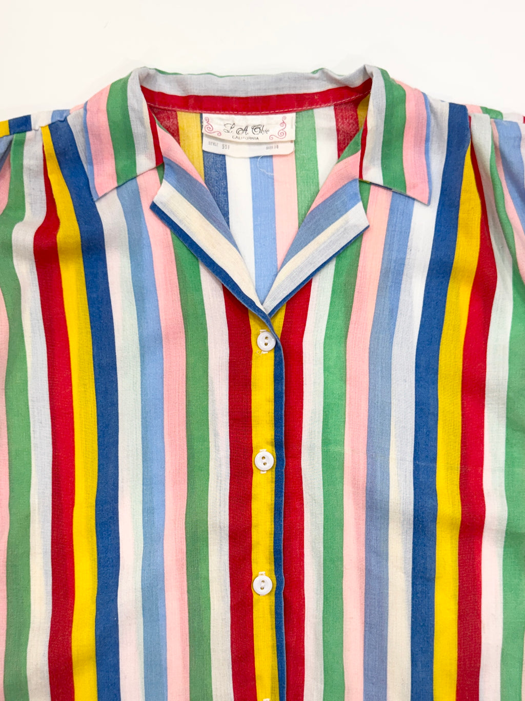 Vintage 80s Striped Vacation Shirt (size 14)