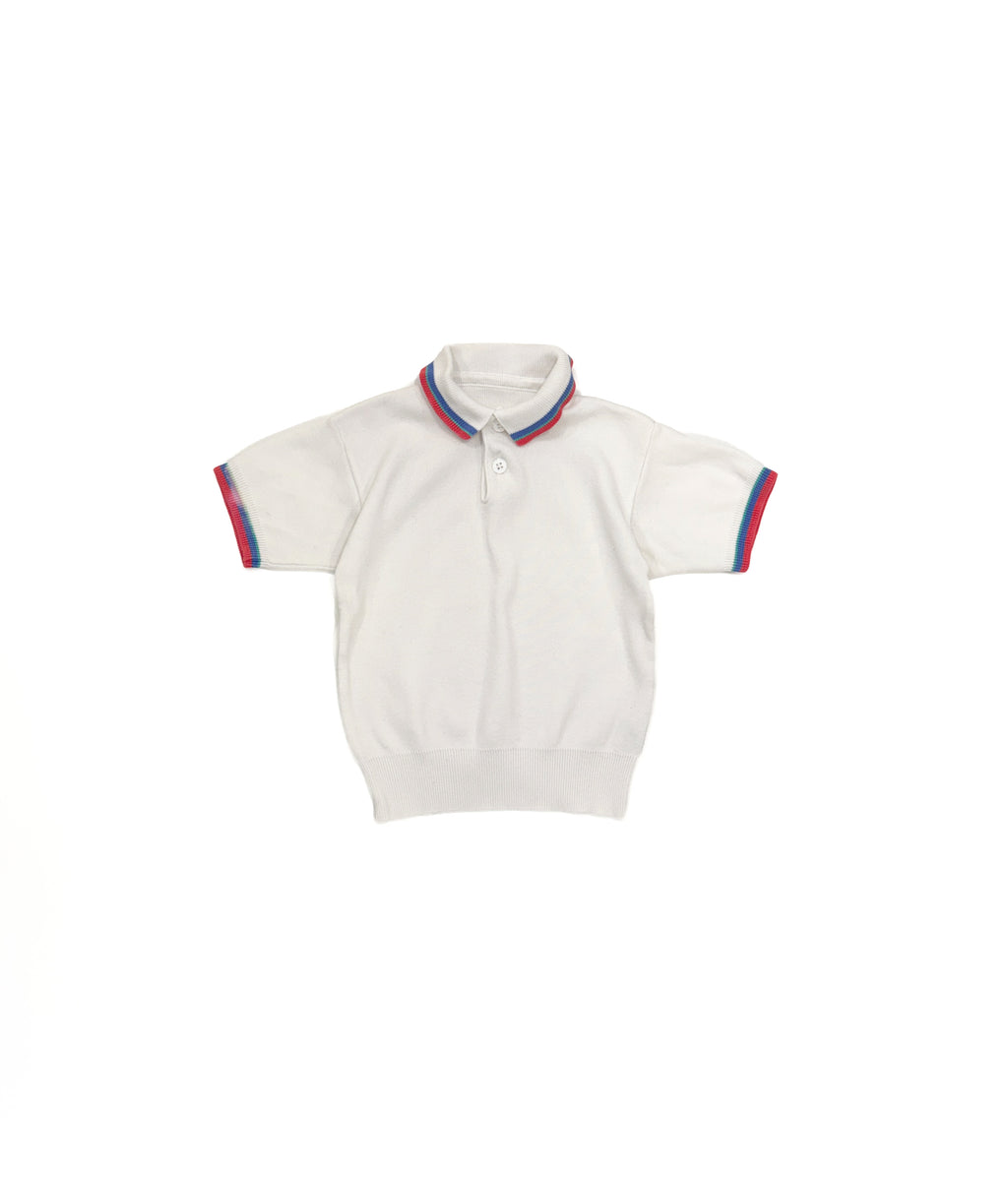 Vintage 80s Dujardin French Stripe Polo Shirt (size 2/3)
