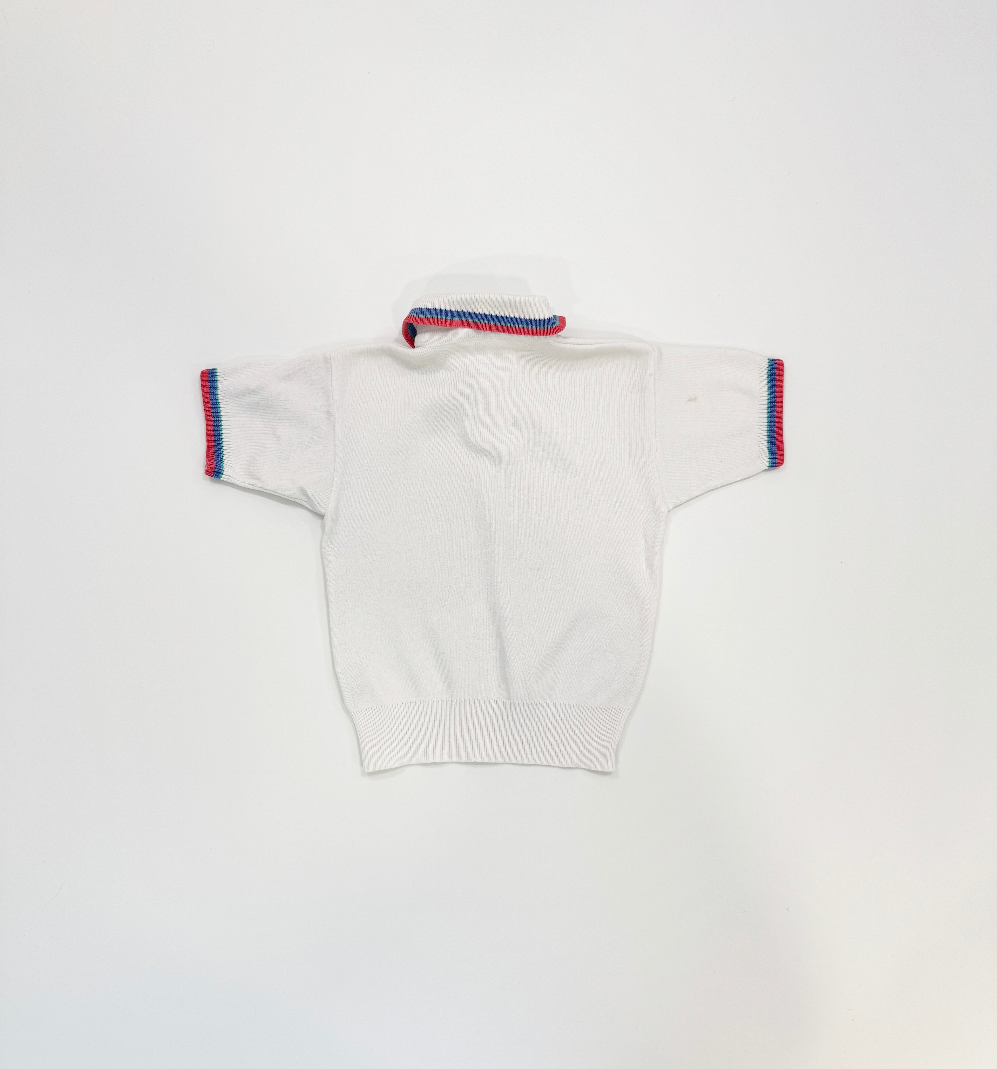 Vintage 80s Dujardin French Stripe Polo Shirt (size 2/3)