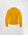 Vintage 70s Pointed Collar Smocked Yellow Shirt (size 6/7)